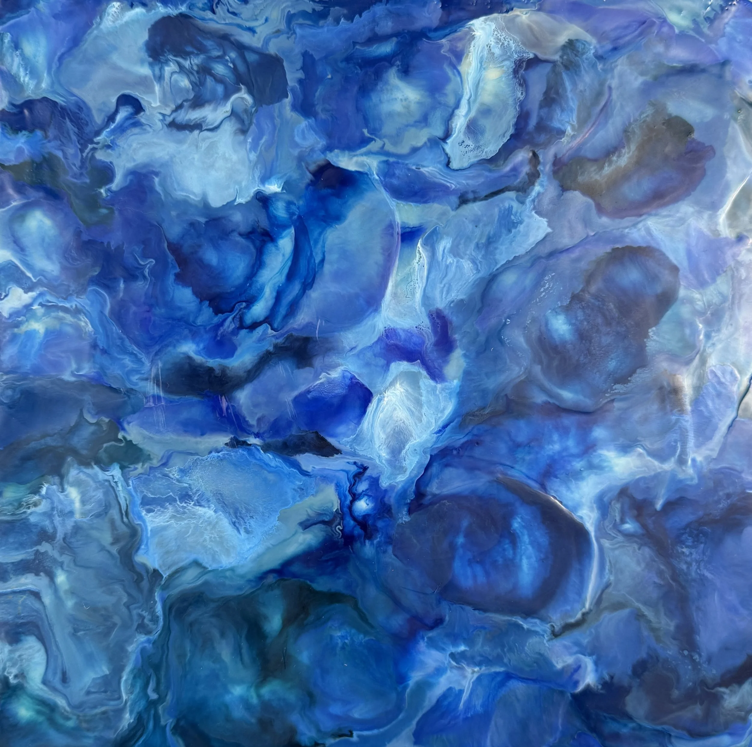 Blue Frustration 12" x 12" Wood--Sold