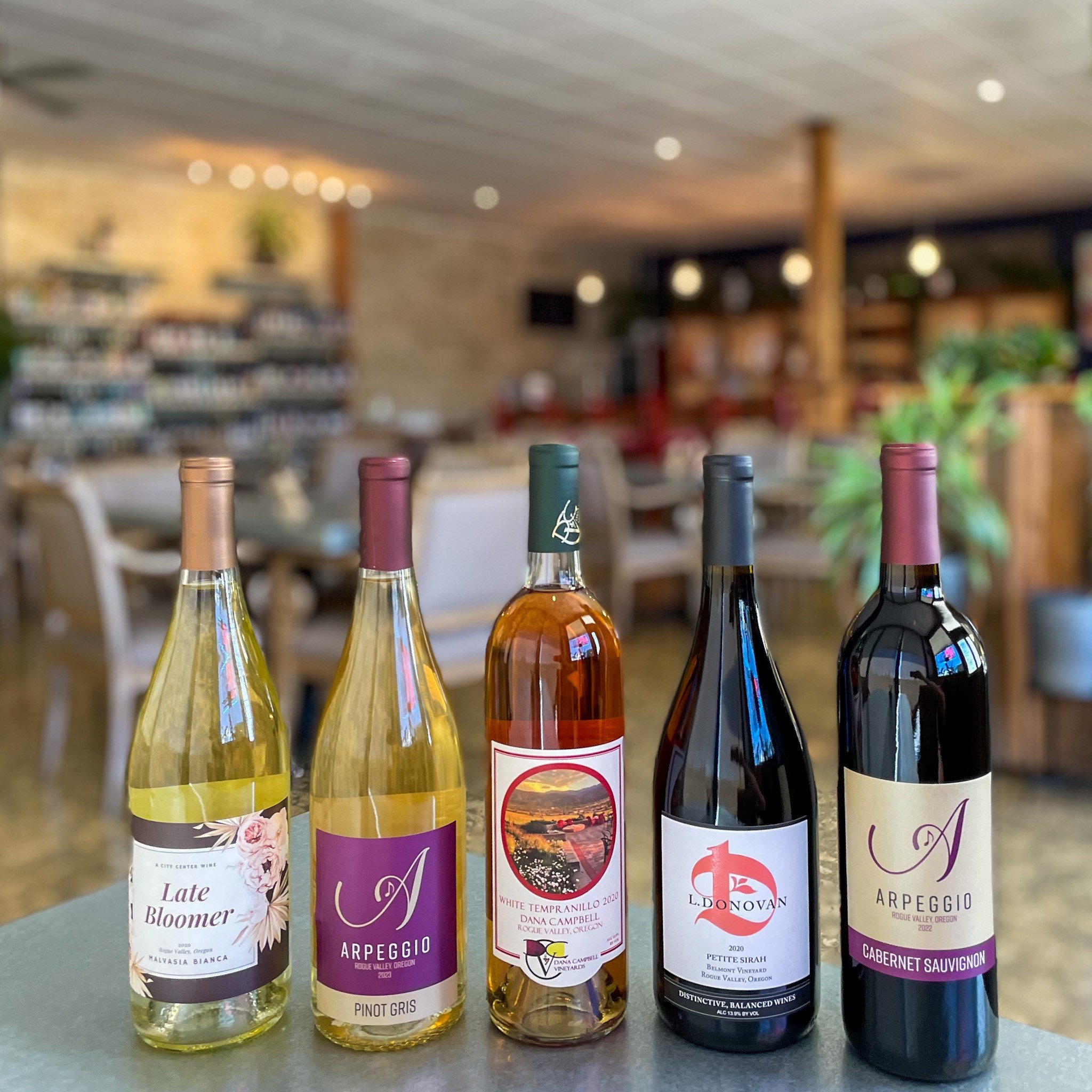 NEW WINE ALERT! This just in: 
New Wines from Arpeggio Vineyard, right here in the Rogue Valley. 

On this week's flight, you can try their 2023 Pinot Gris and their 2022 Cabernet Sauvignon alongside a beautiful 2020 Malvasia Bianca by Late Bloomer, 