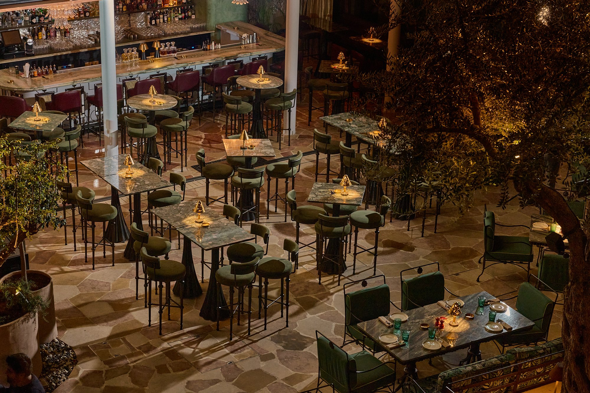 Beihouse Beirut courtyard connecting three distinct dining spaces