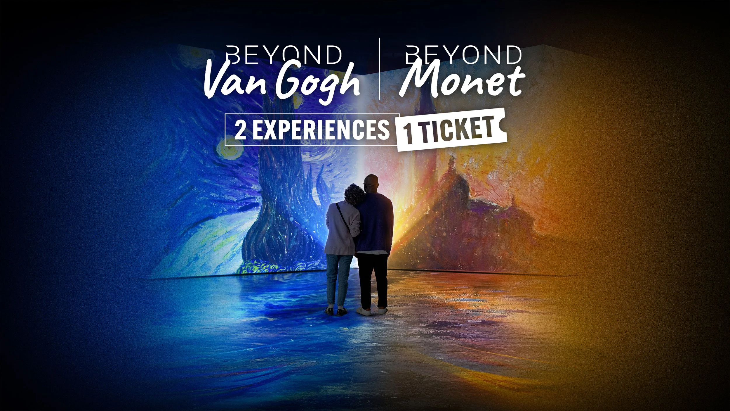 Primary campaign key art unifying Beyond Van Gogh and Beyond Monet into a single visual experience.