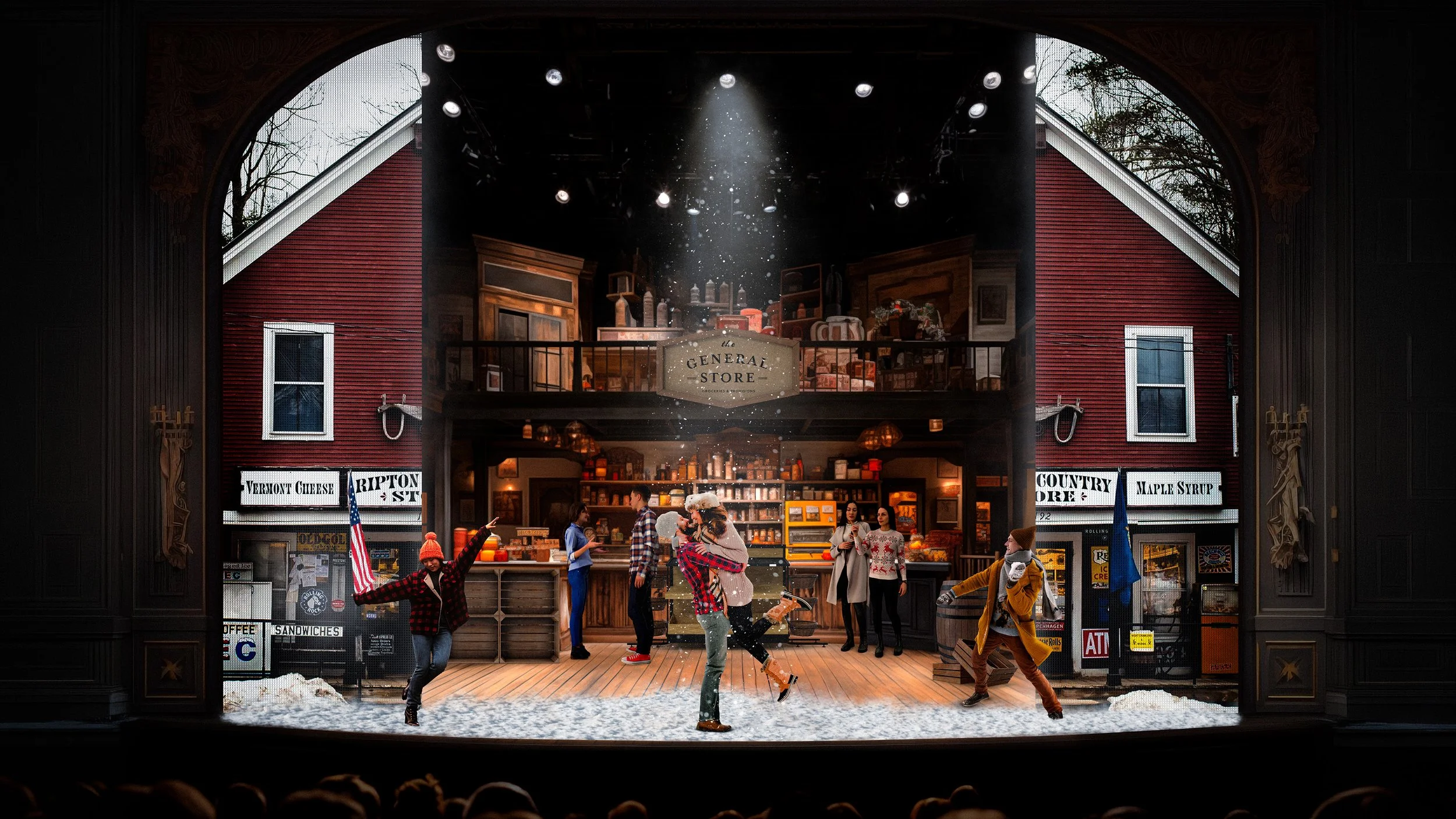 Christmas Stage Show Concept: Concept reimagining a nostalgic holiday setting as a fully realized stage environment.