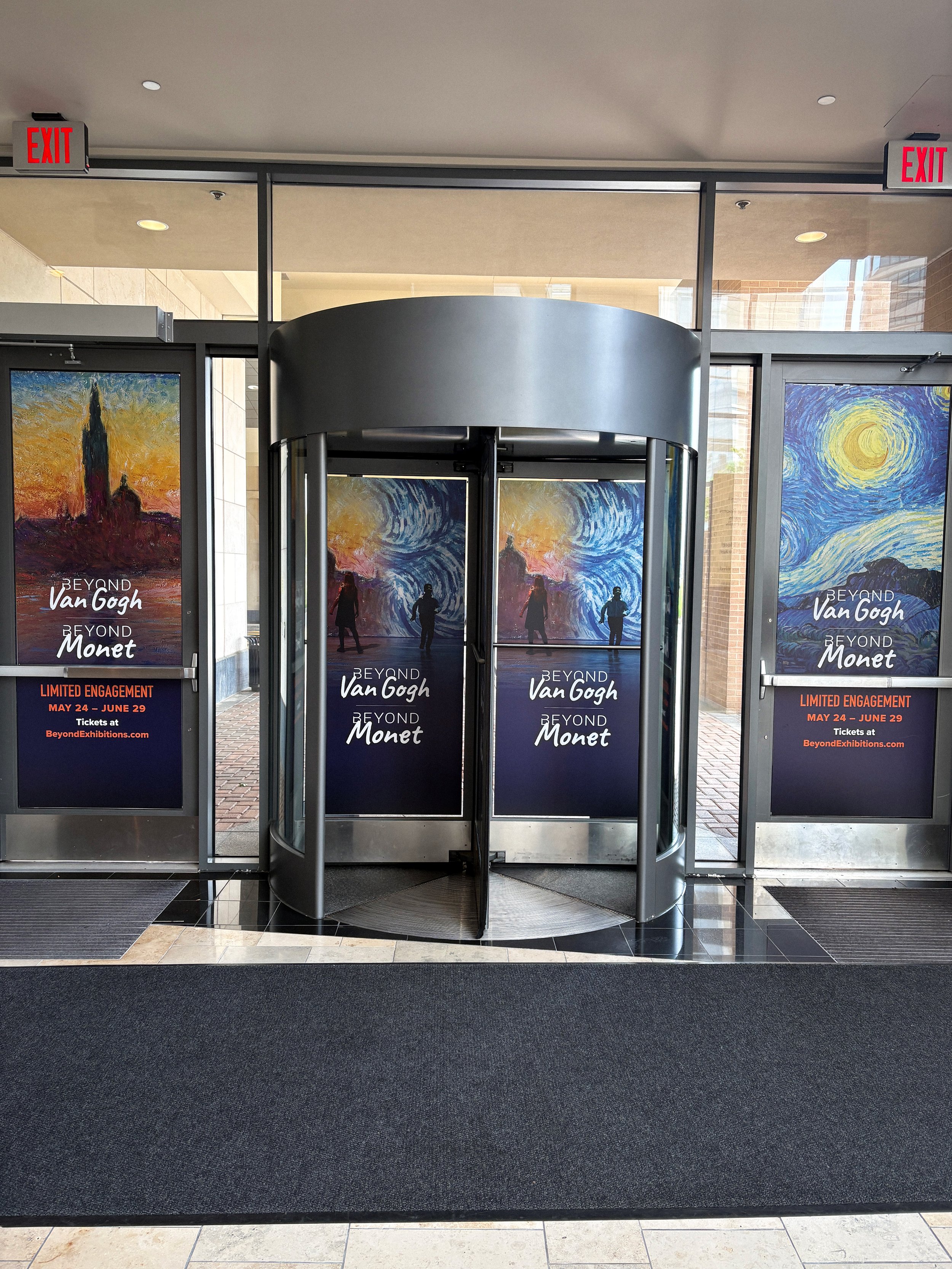 On-site branding and exterior installations translating the campaign into real-world environments.