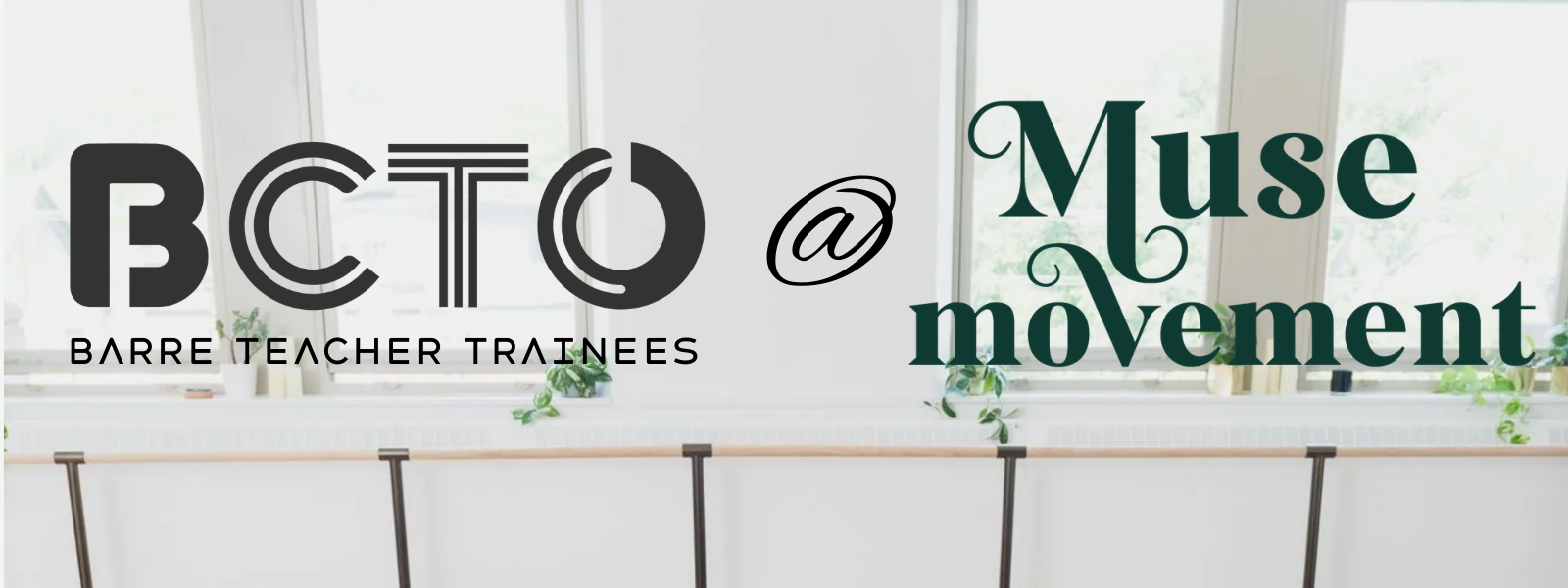 logo for BCTO and Muse Movement in studio with ballet barres