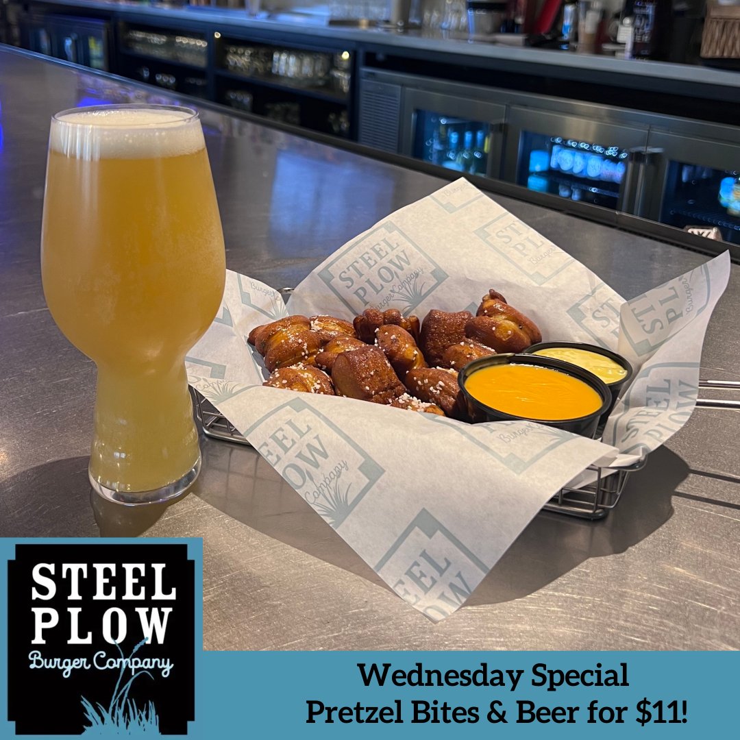 Our delicious pretzel bites are shaken in garlic butter &amp; salt and served with house made beer cheese &amp; honey mustard! Pair them with your favorite beer for a Wednesday Special! 🥨🍺