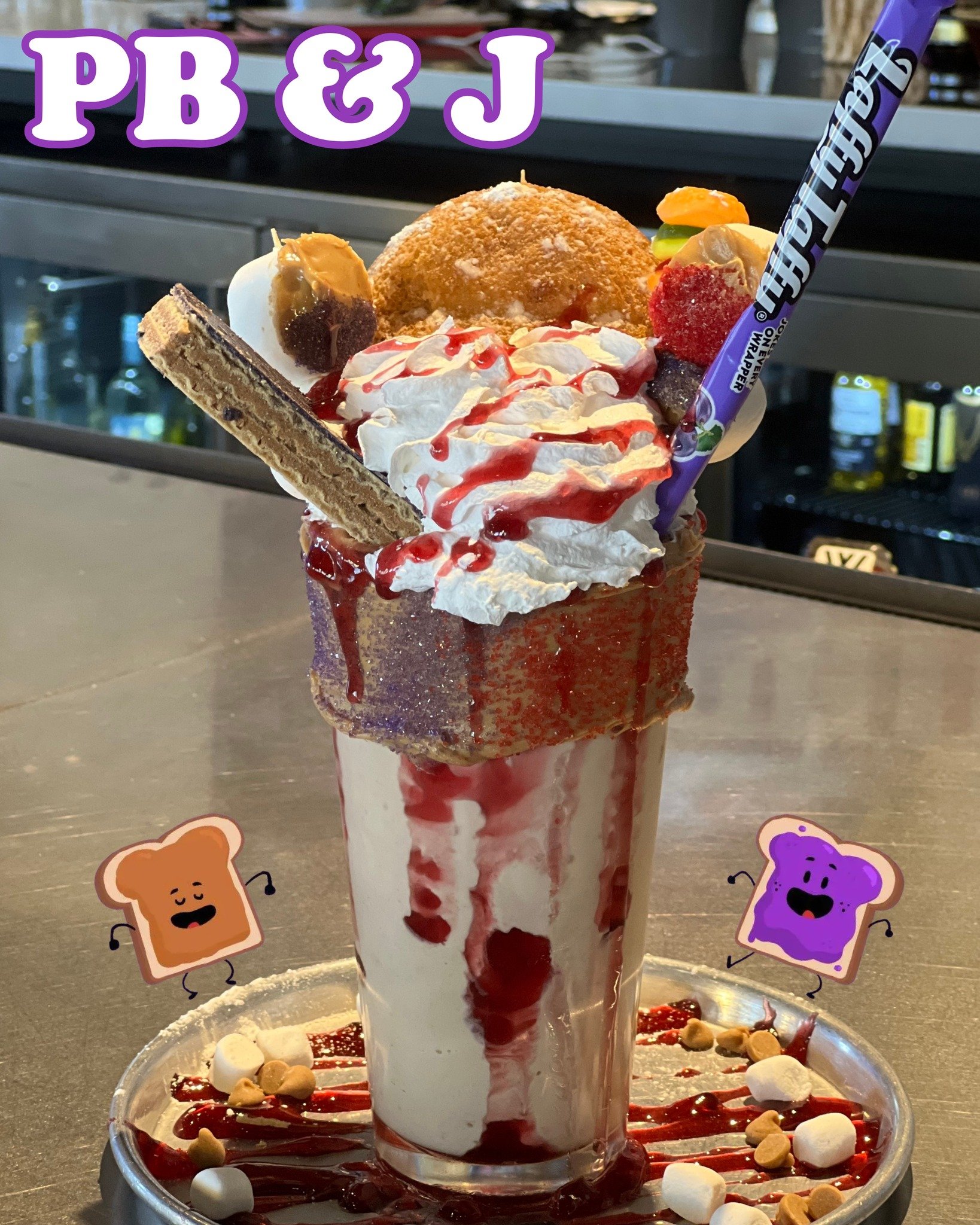 It's &quot;Peanut Butter Jelly Time&quot; shake!🥜🍇

Classic flavors meet a delicious twist! Imagine indulging in creamy peanut butter vanilla ice cream, complemented by a peanut butter rim that adds an extra layer of nutty goodness.

But that's not