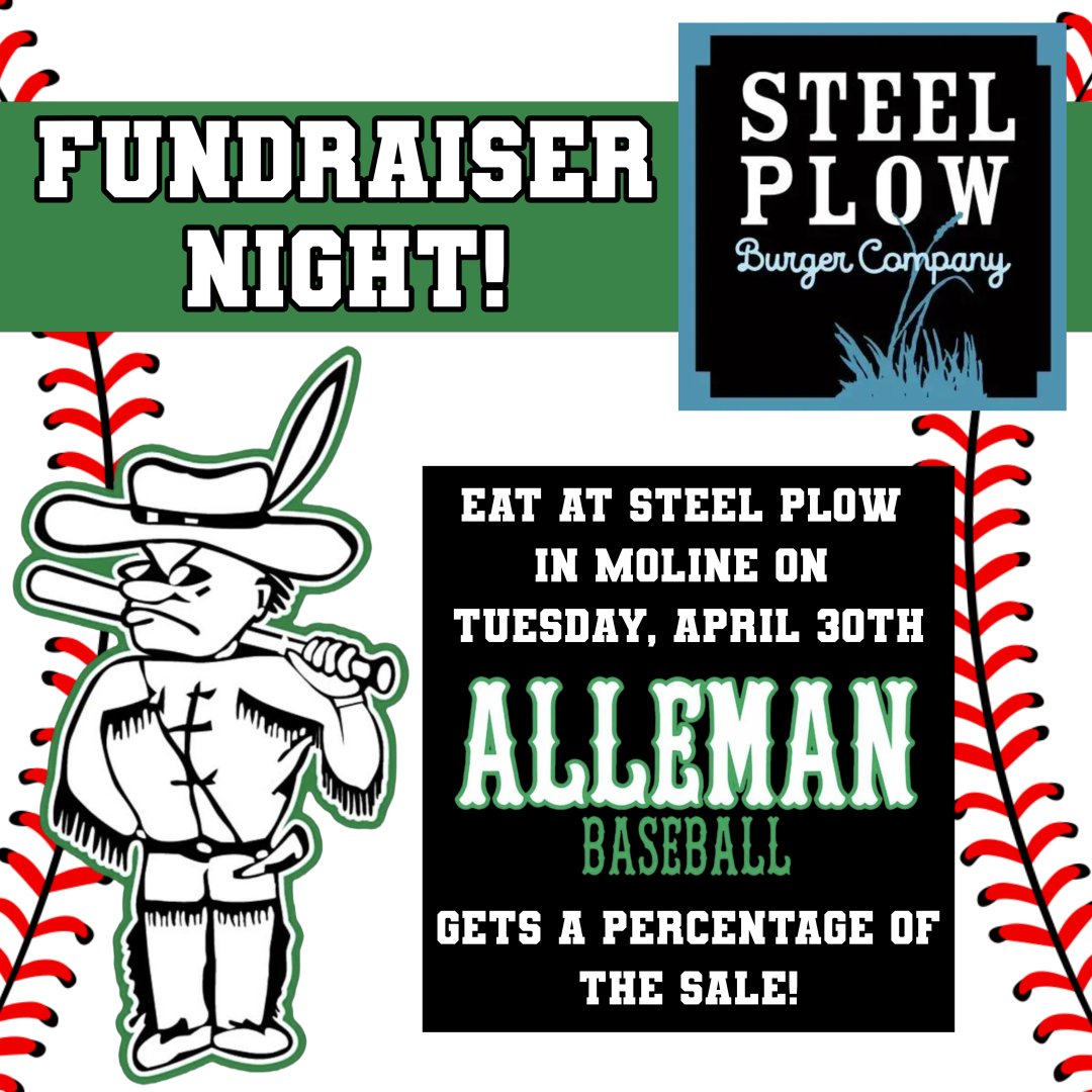 Come see us in Moline TODAY Tuesday, April 30th and support the Alleman Baseball Team!