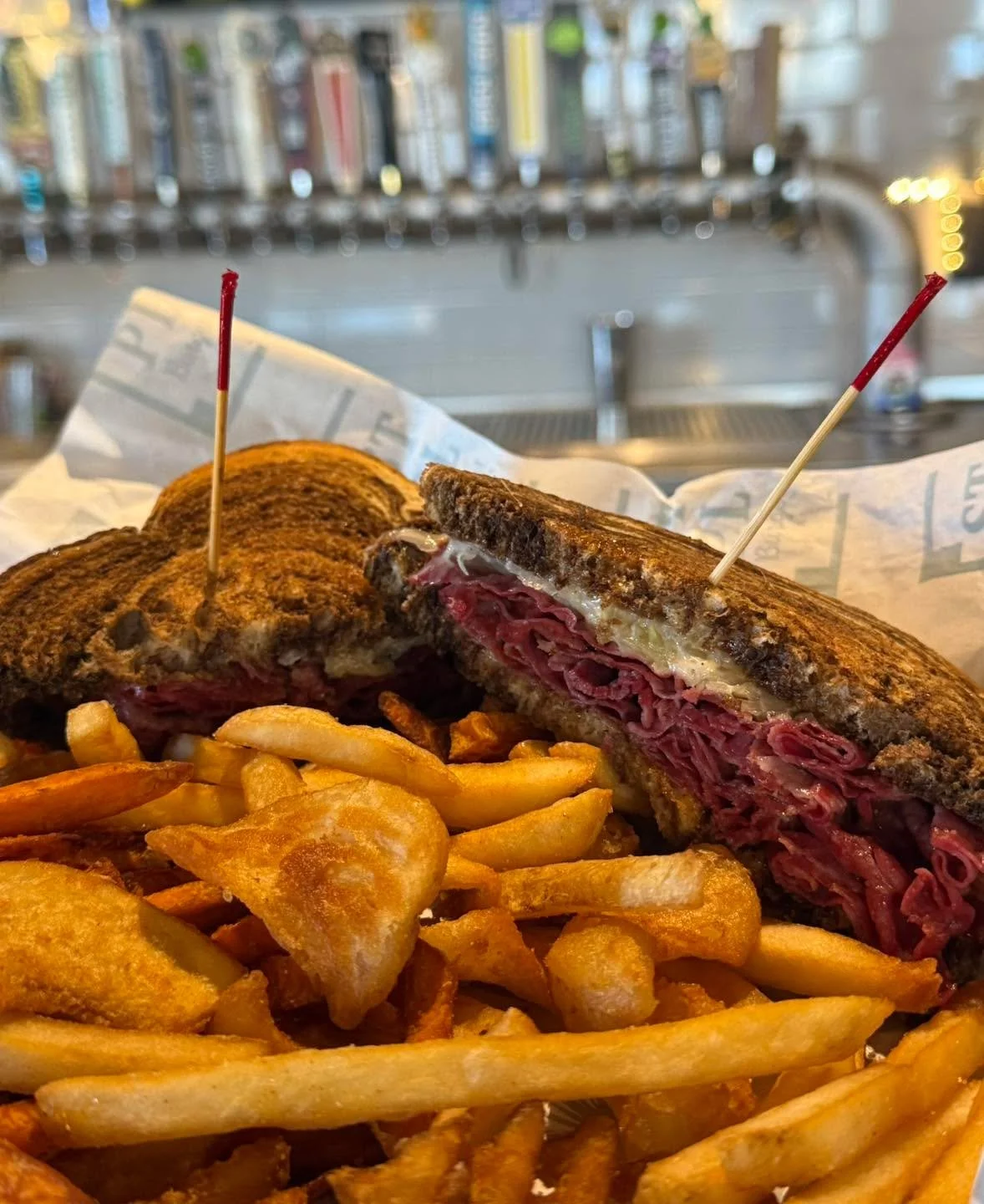 Meet the Reuben of your dreams 🤤

Lean corned beef piled high and grilled to perfection on marble rye, layered with tangy sauerkraut, melty Swiss cheese, and finished with our classic Thousand Island dressing.

Crispy, melty, savory perfection in ev