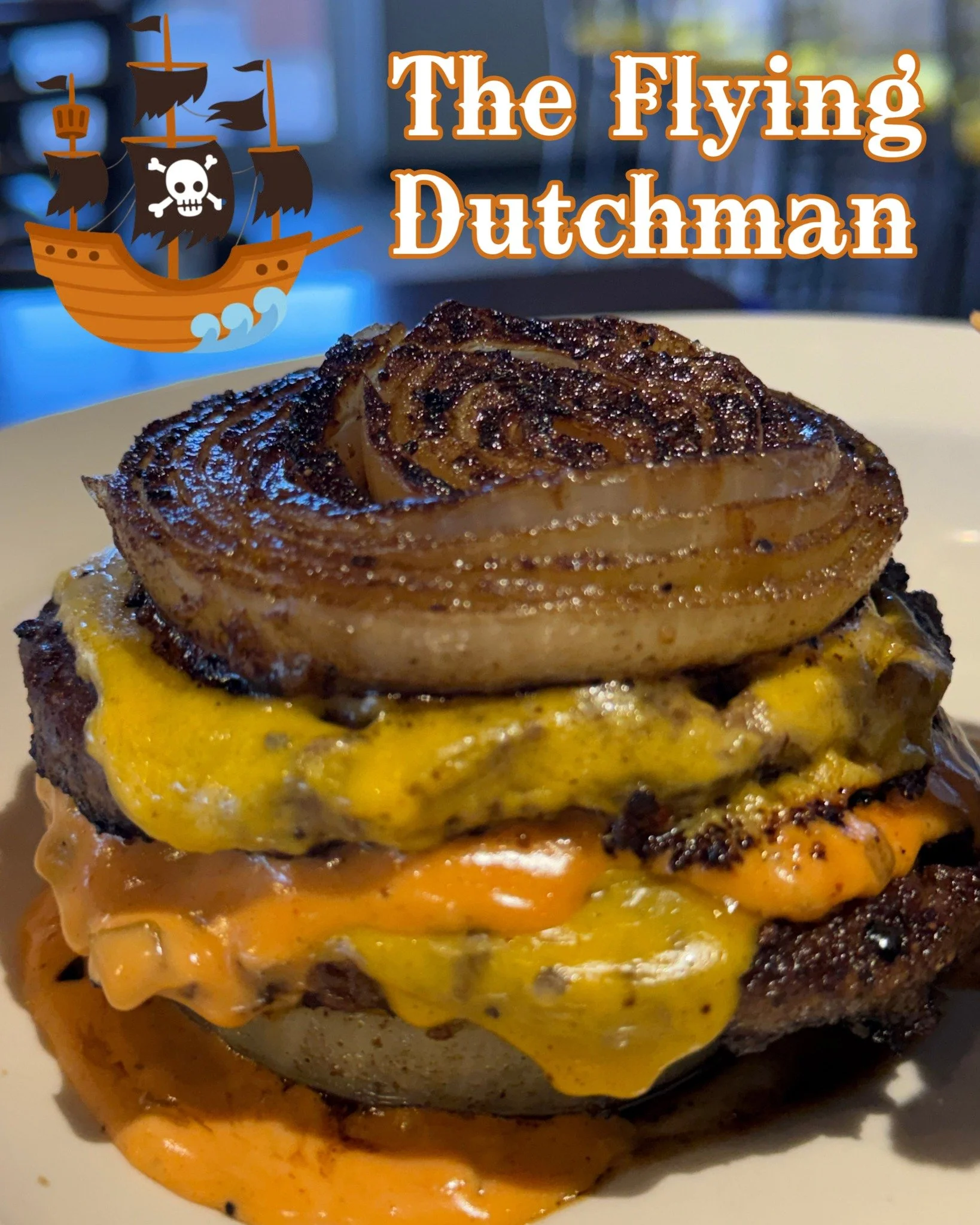 March Burger of the Month just landed at Steel Plow Burger Company 🍀

🍔 THE FLYING DUTCHMAN 🍔

No bun. No rules. Just bold flavor.
✨ Grilled onion slabs (top &amp; bottom)
✨ Two prime patties
✨ Melted American cheese
✨ House-made Plow Sauce

It&rs