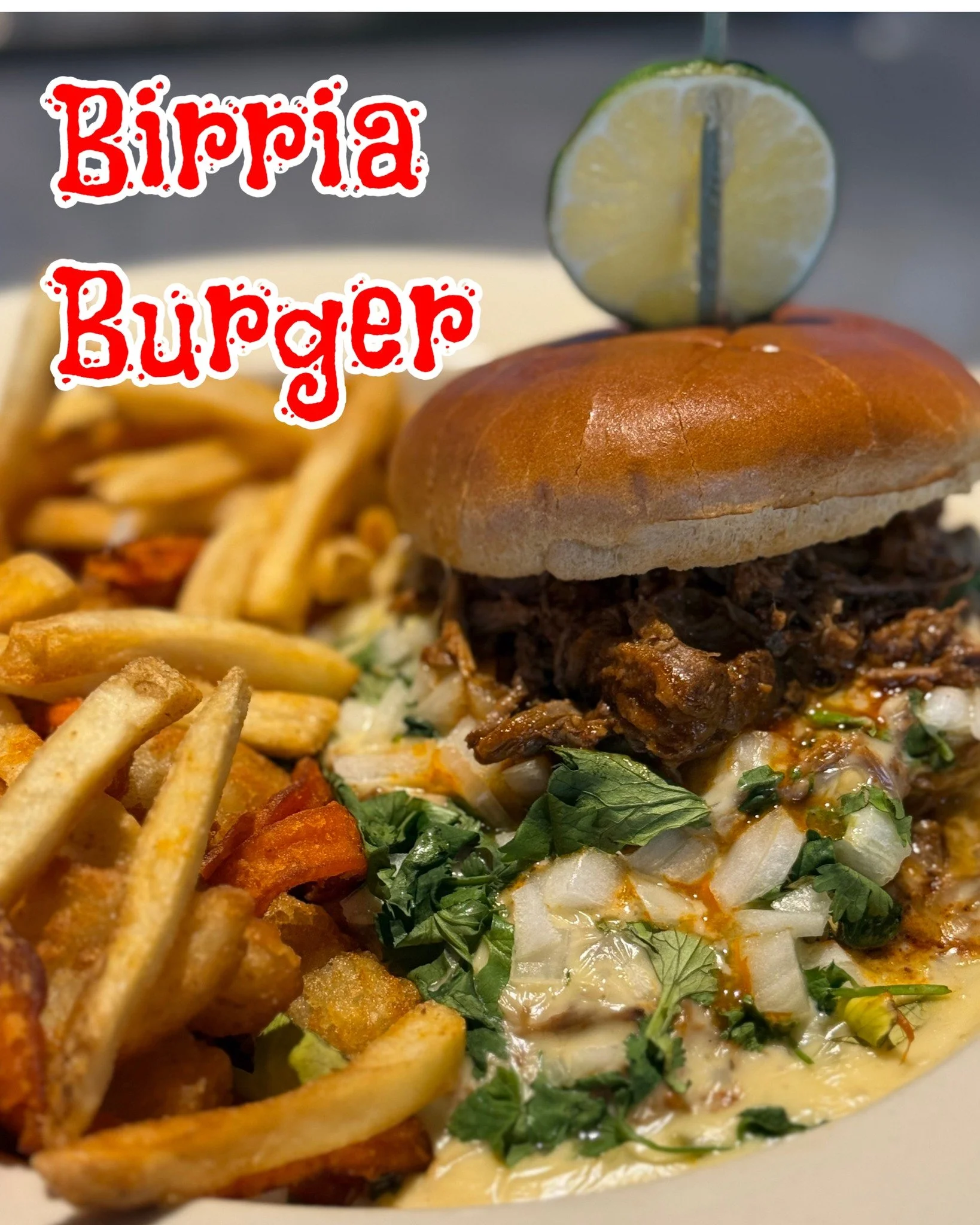 Drippy. Cheesy. On trend. 🔥🧀

Our Birria Burger is absolutely amazing and yes, it lives up to the hype 👏

We&rsquo;re talking a smashed prime patty, melty mix cheese, juicy slow-cooked birria beef, and queso dripping everywhere 😮&zwj;💨 all stack