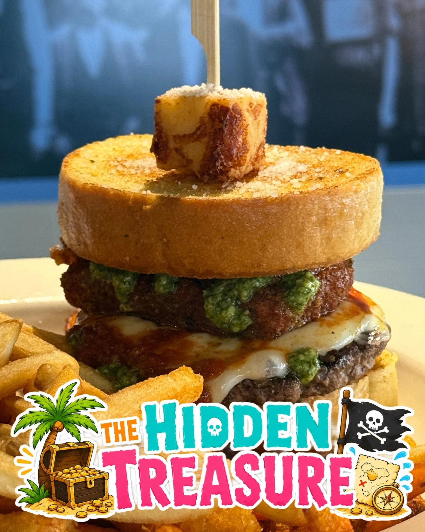 X marks the spot! 🗺️✨

Our June Burger of the Month has been uncovered, and it's packed with flavor! 🍔💰

🏴&zwj;☠️ The Hidden Treasure features a juicy prime beef patty nestled between toasted garlic bread, topped with melty provolone, crispy mozz