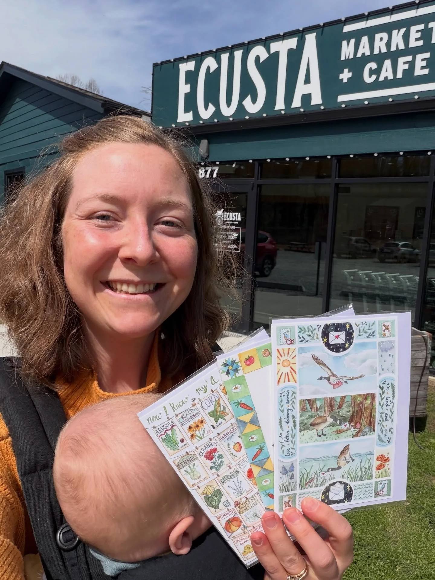 Restocked my cards and stickers at @ecustamarketandcafe today, along with two of my alphabet prints that will be in stock there for the first time! Second photo is all of the things I brought over. 

I love that this market is right in my neighborhoo