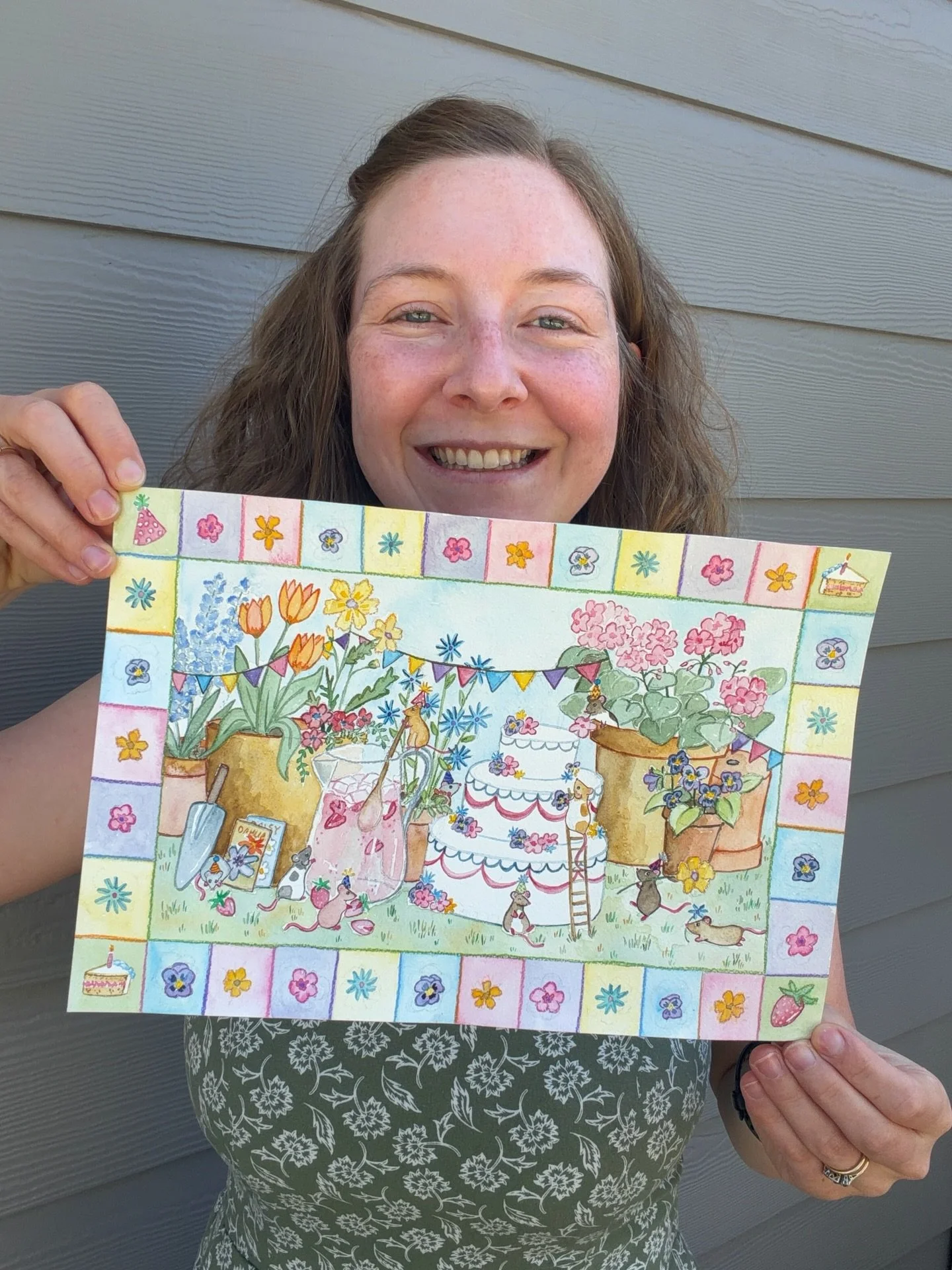 The &ldquo;Garden Party&rdquo; watercolor painting is finished! The little rat friends are decorating a cake and making strawberry soda to celebrate 🎉 🐀💐🎂🍓

Some of the flowers in the painting are edible, like the pansies and geraniums they&rsqu