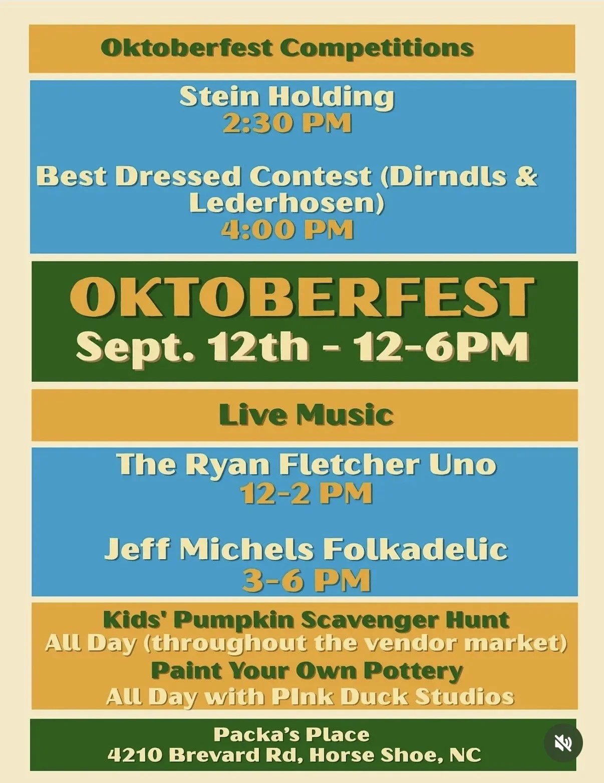 Schedule at Packa's Place Oktoberfest 2026