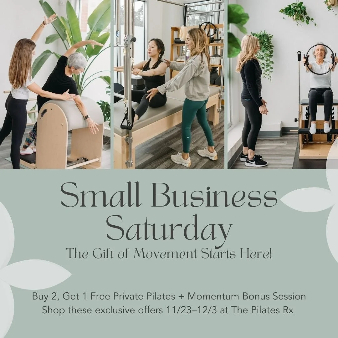 Small Business Saturday Starts Early
We&rsquo;re celebrating YOU 💛 &mdash; our amazing Pilates community &mdash; with two limited-time offers designed to support your goals with personalized, expert-led 1:1 training:

💪🏼 Buy 2, Get 1 Free: Private