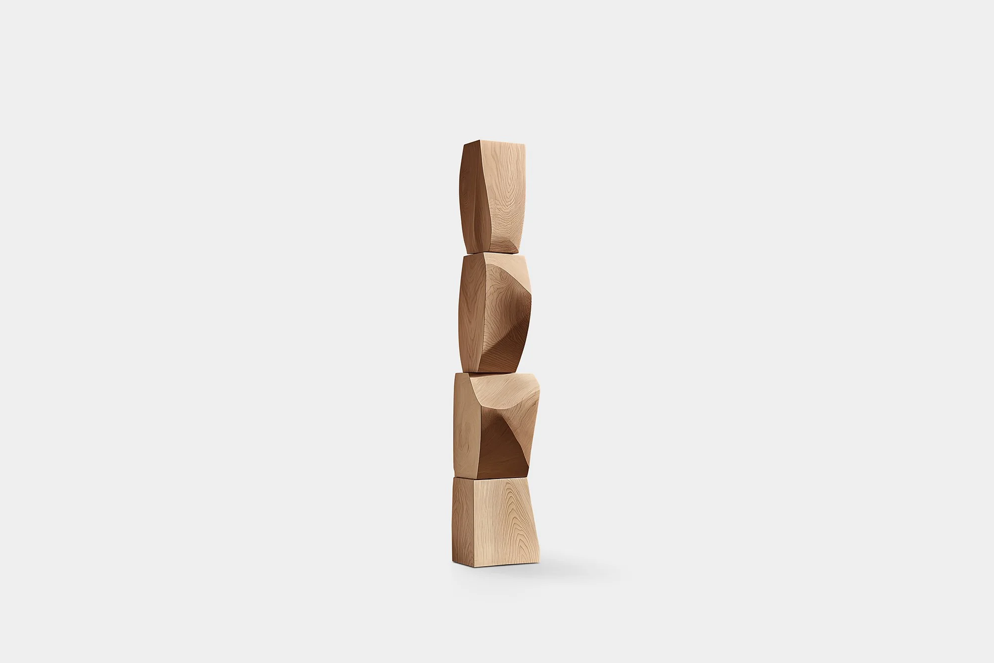 Modern Wood Totem with Sculptural Form Still Stand No112 by NONO — 1.jpg