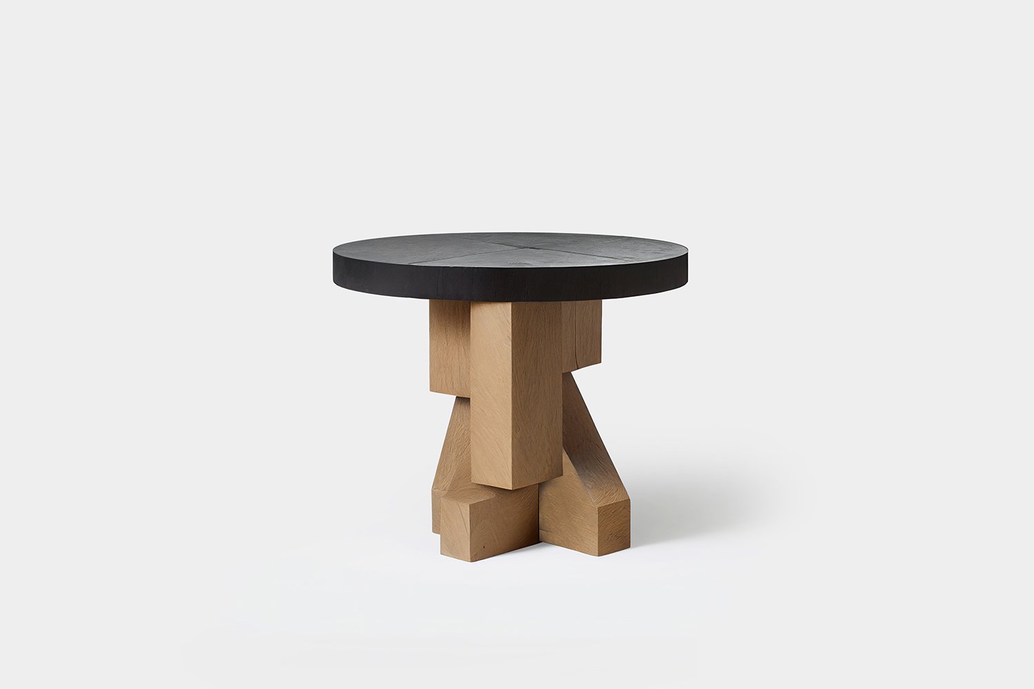 Hand-crafted Solid Thick Oak Faceted Side Table By NONO 2.jpg