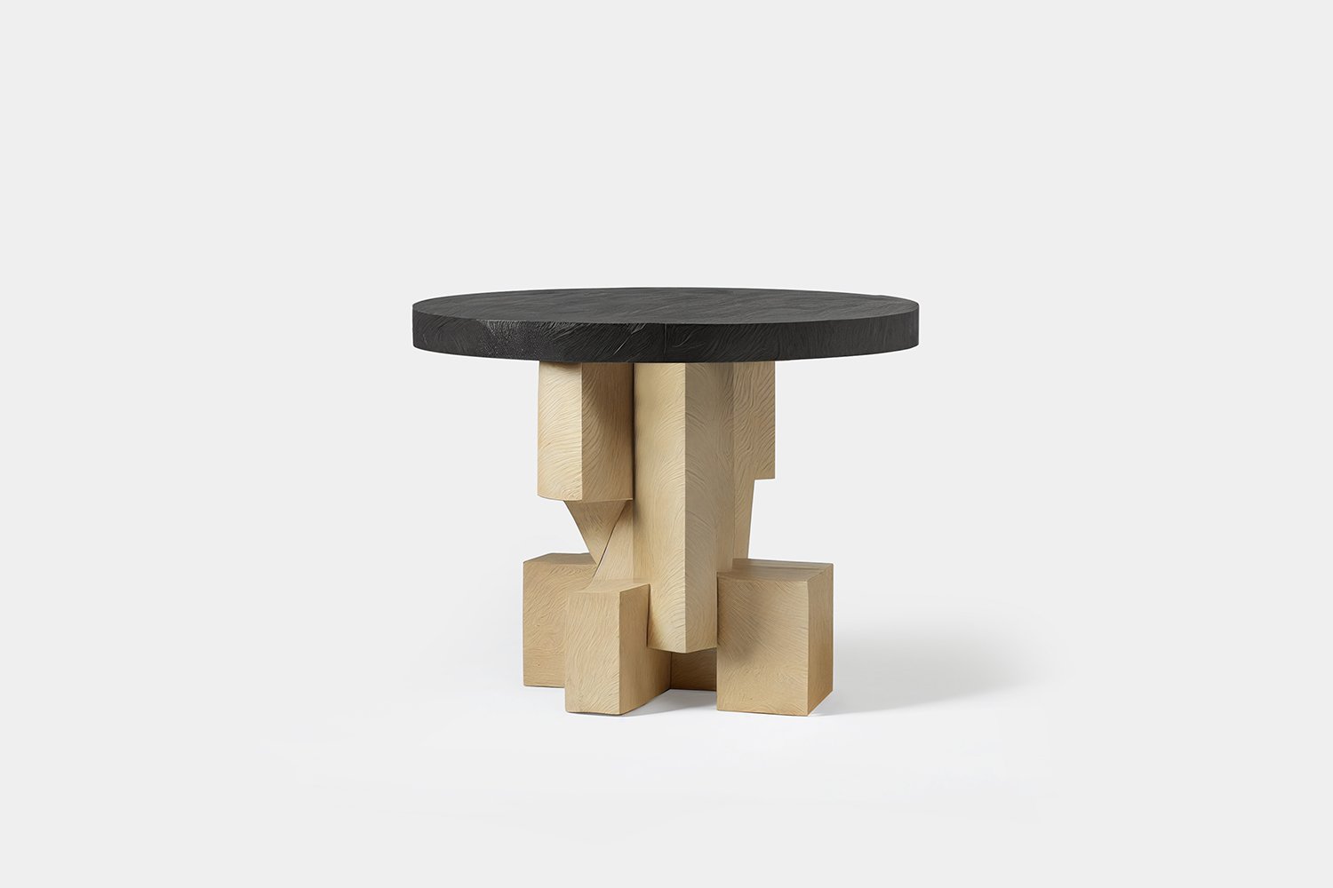 Hand-crafted Solid Thick Maple Faceted Side Table By NONO 2.jpg