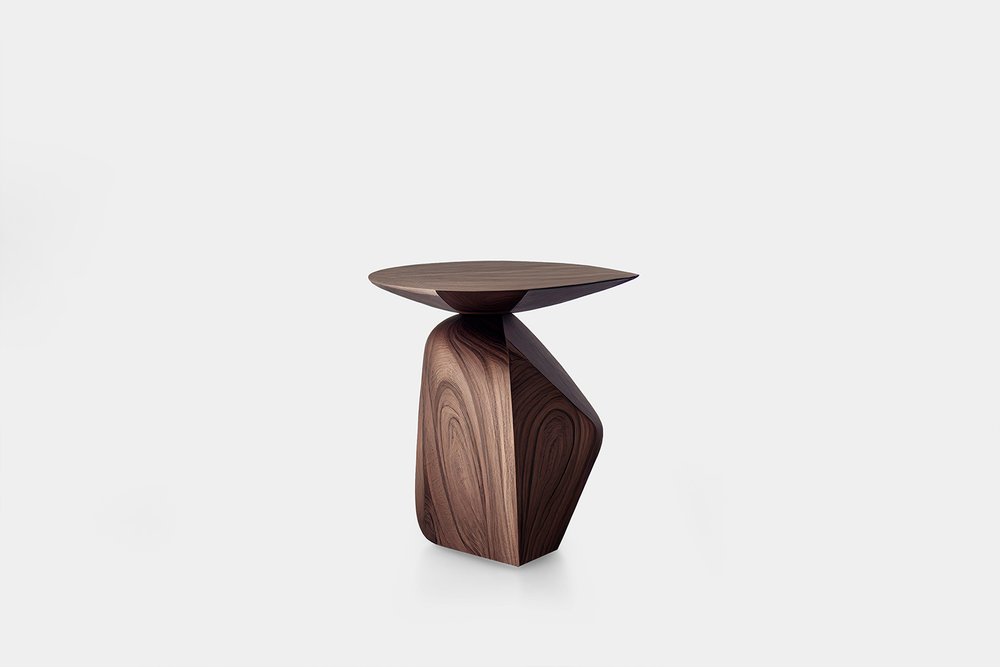 Sculptural Side Table Made of Solid Walnut Wood Solace S1 by Joel Escalona — 1.jpg