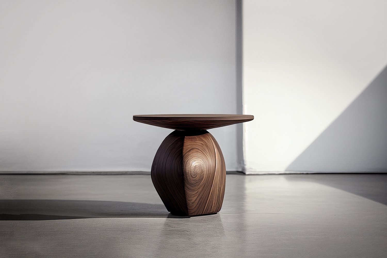 Sculptural Side Table Made of Solid Walnut Wood Solace S2 by Joel Escalona — 2.jpg