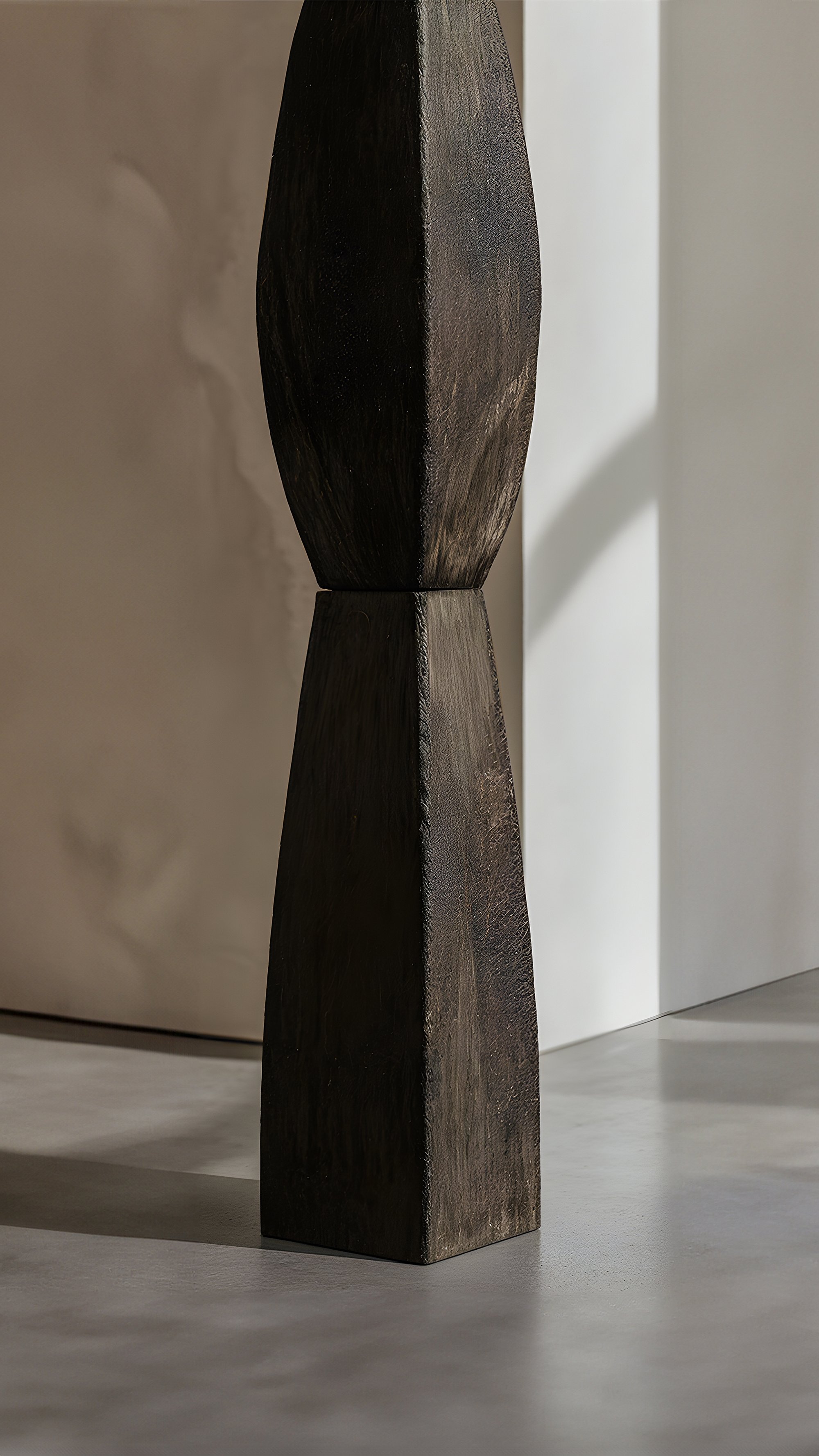 Sleek Abstract Sculpture in Burned Oak, Still Stand No82 by NONO -4.jpg