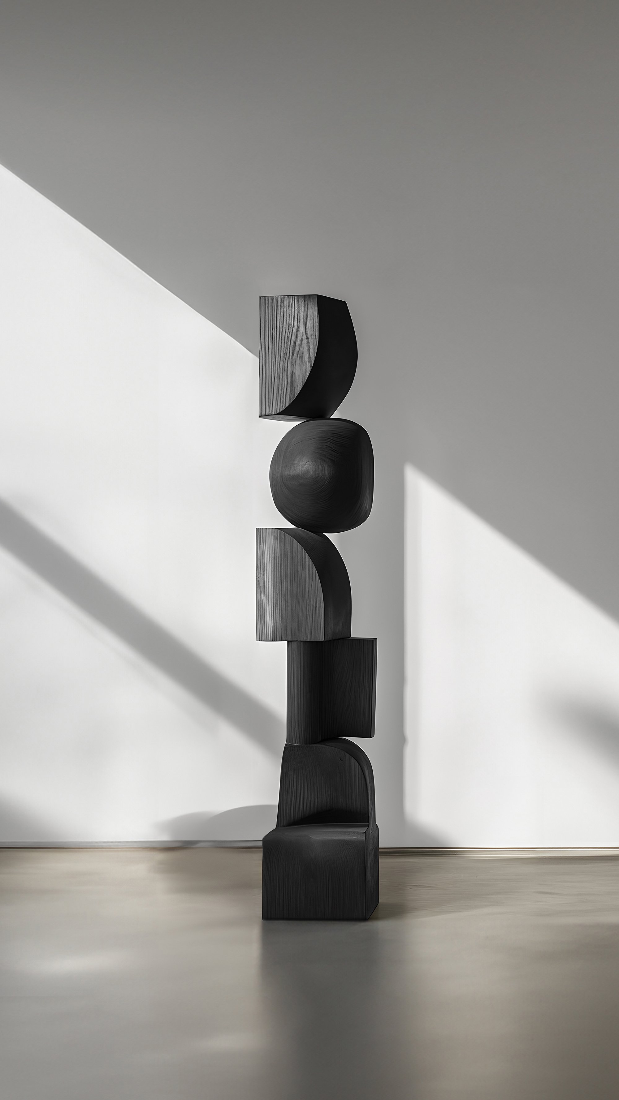 Elegant Biomorphic Sculpture, Black Solid Wood by Escalona, Still Stand No88 -4.jpg