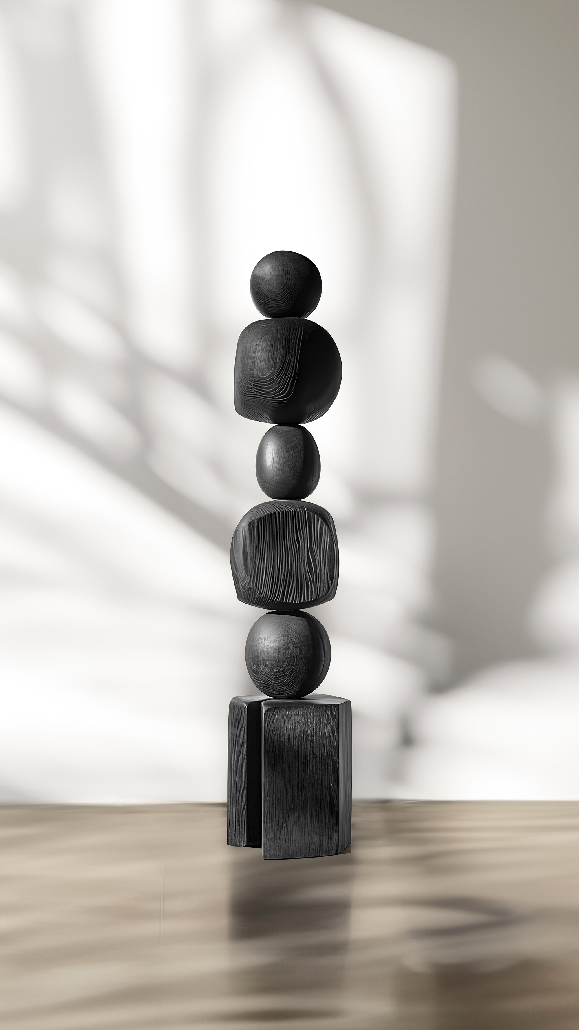 Modern Sculpture in Dark Art, Black Solid Wood by Escalona, Still Stand No94 - 4.jpg