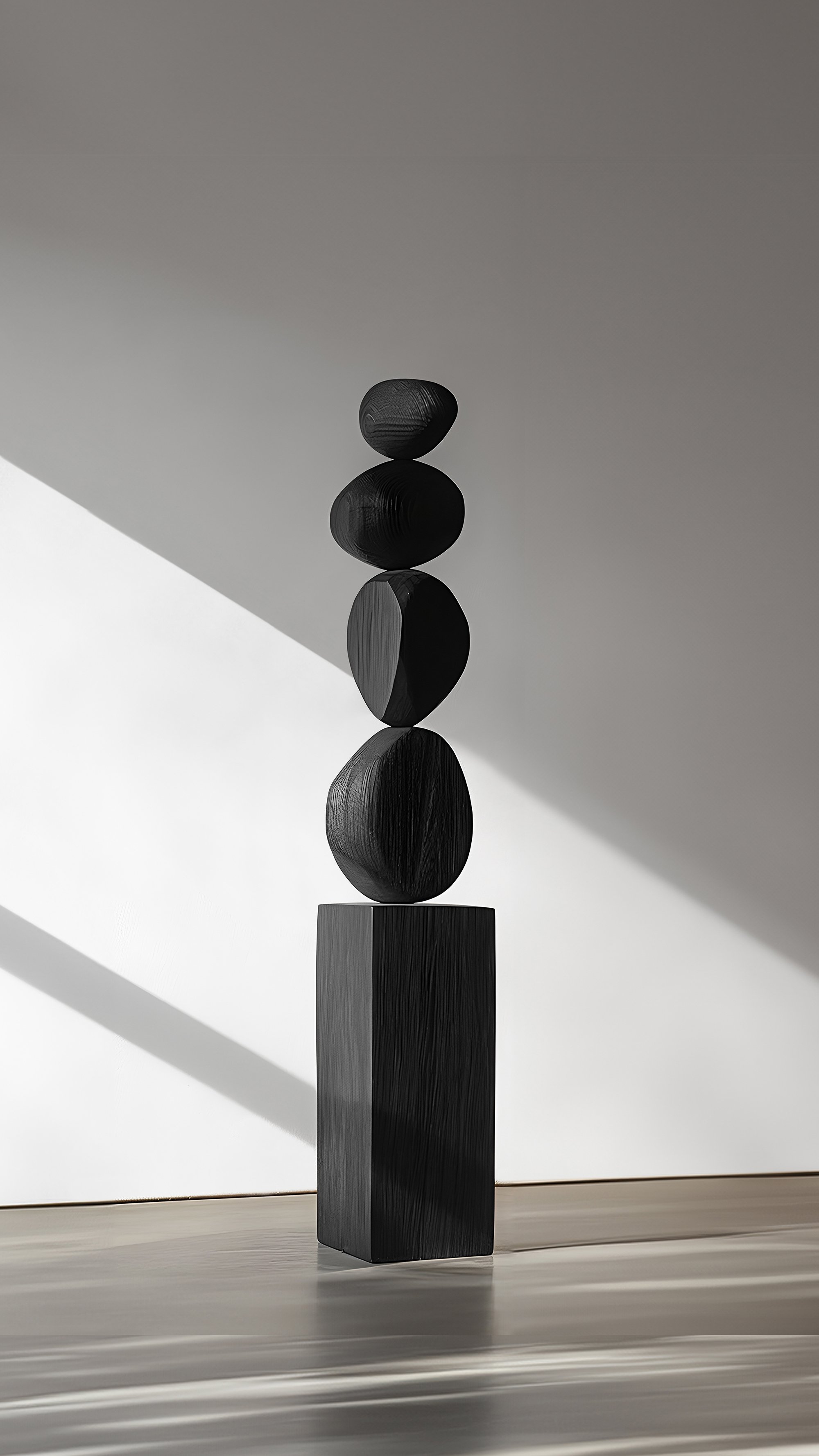 Carved Modern Totem in Dark Black Solid Wood Elegance, Still Stand No95 -5.jpg