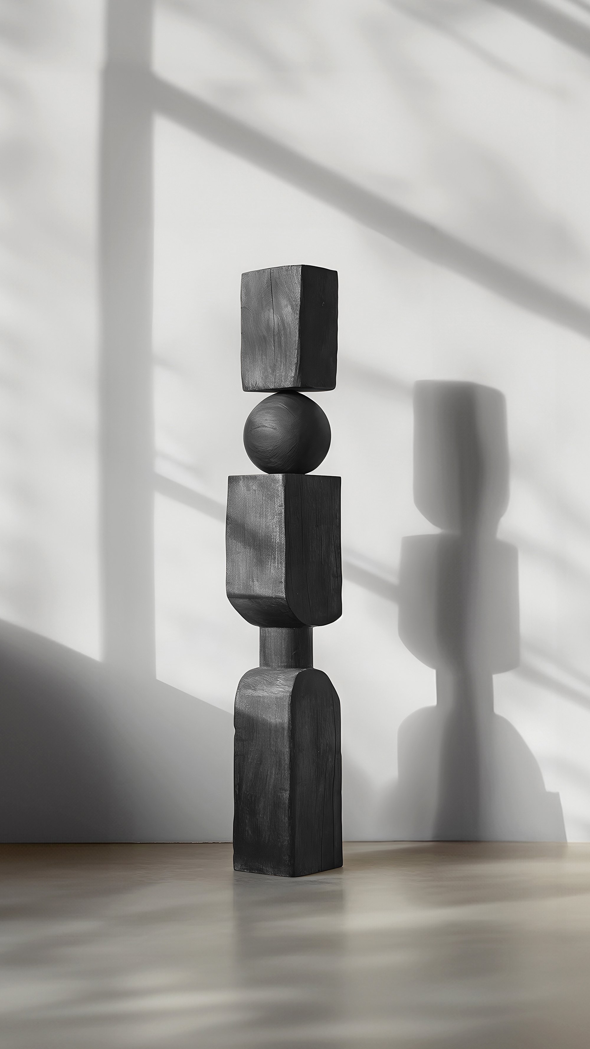 Modern Art Carved in Sleek Dark Black Solid Wood, NONO's Still Stand No99 -4.jpg