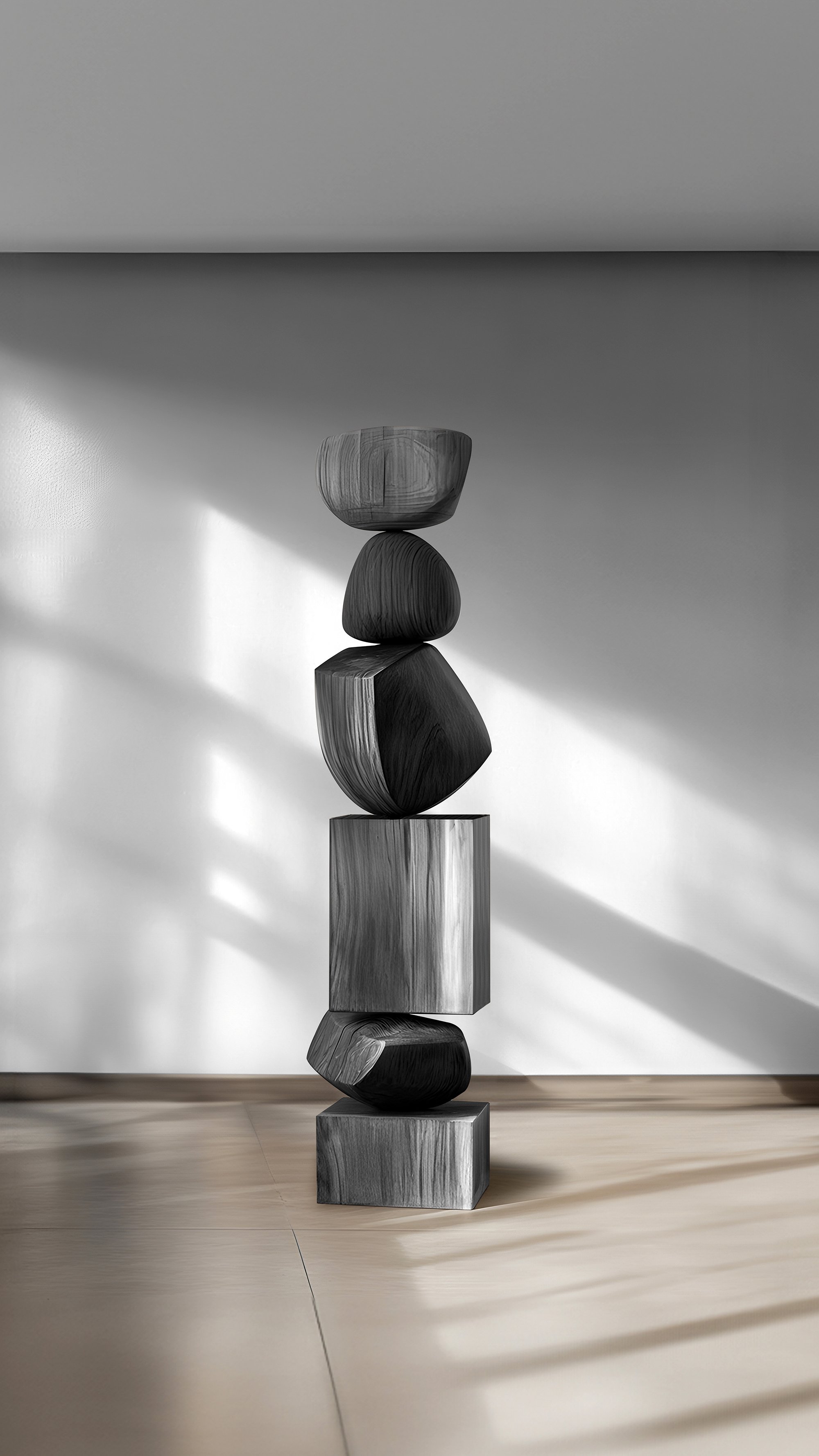 Design of Sleek Darkness, Modern Black Solid Wood Totem by NONO, Still Stand No101 -4.jpg