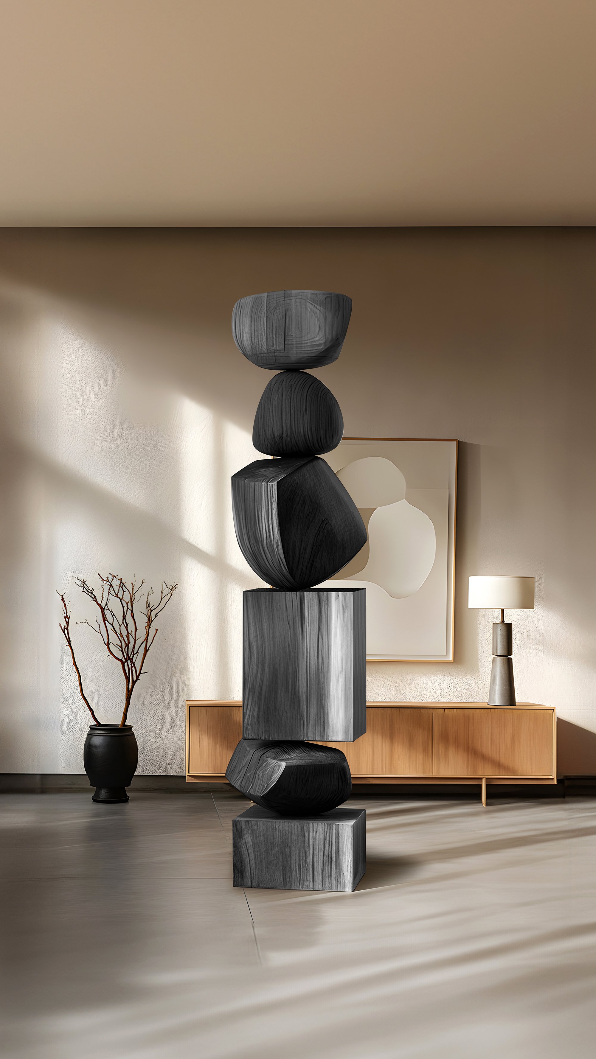 Design of Sleek Darkness, Modern Black Solid Wood Totem by NONO, Still Stand No101 -5.jpg