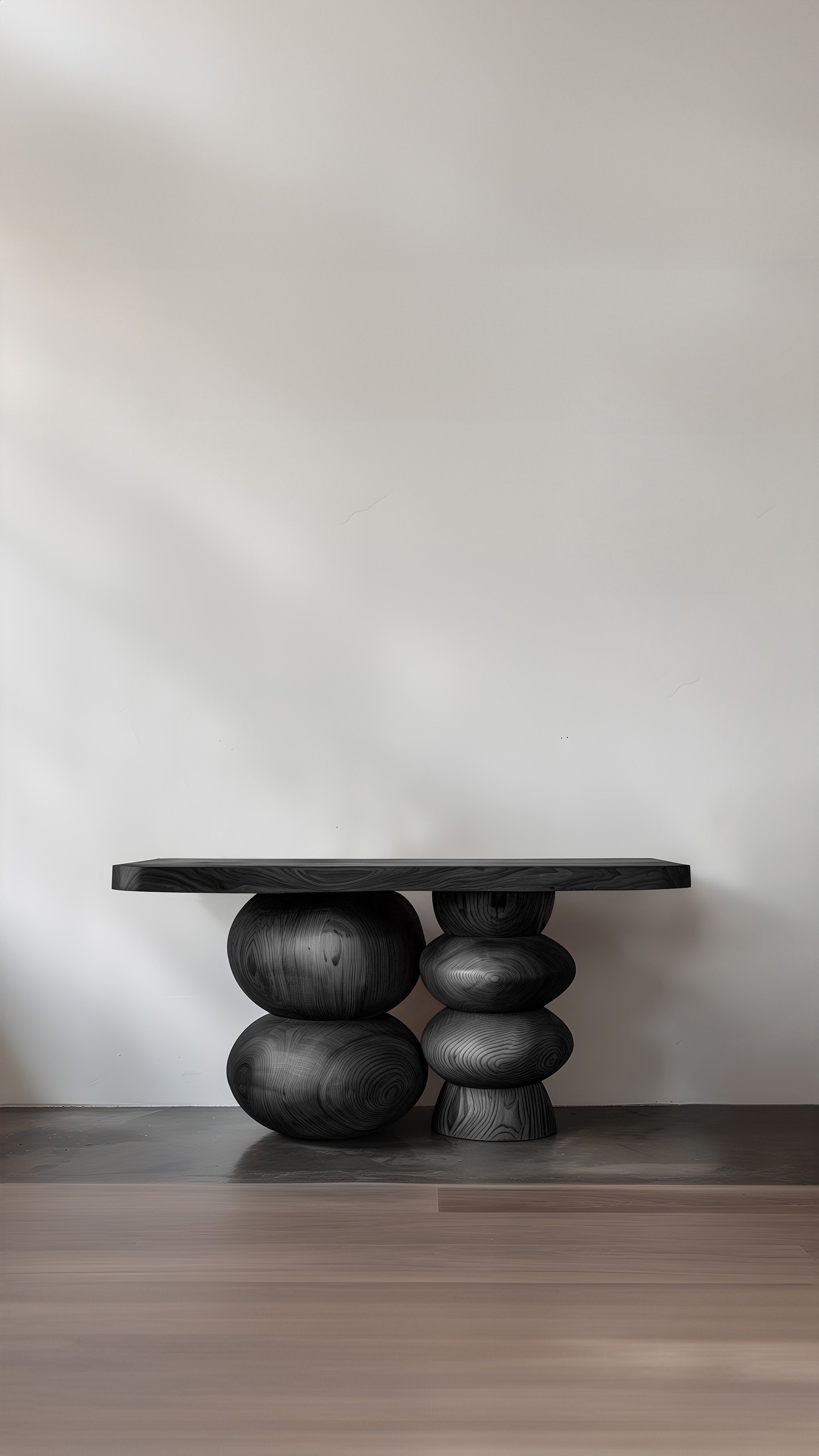 Elefante Console Table 39 by NONO, Stacked Black Wood, Escalona's Touch — 4.jpg