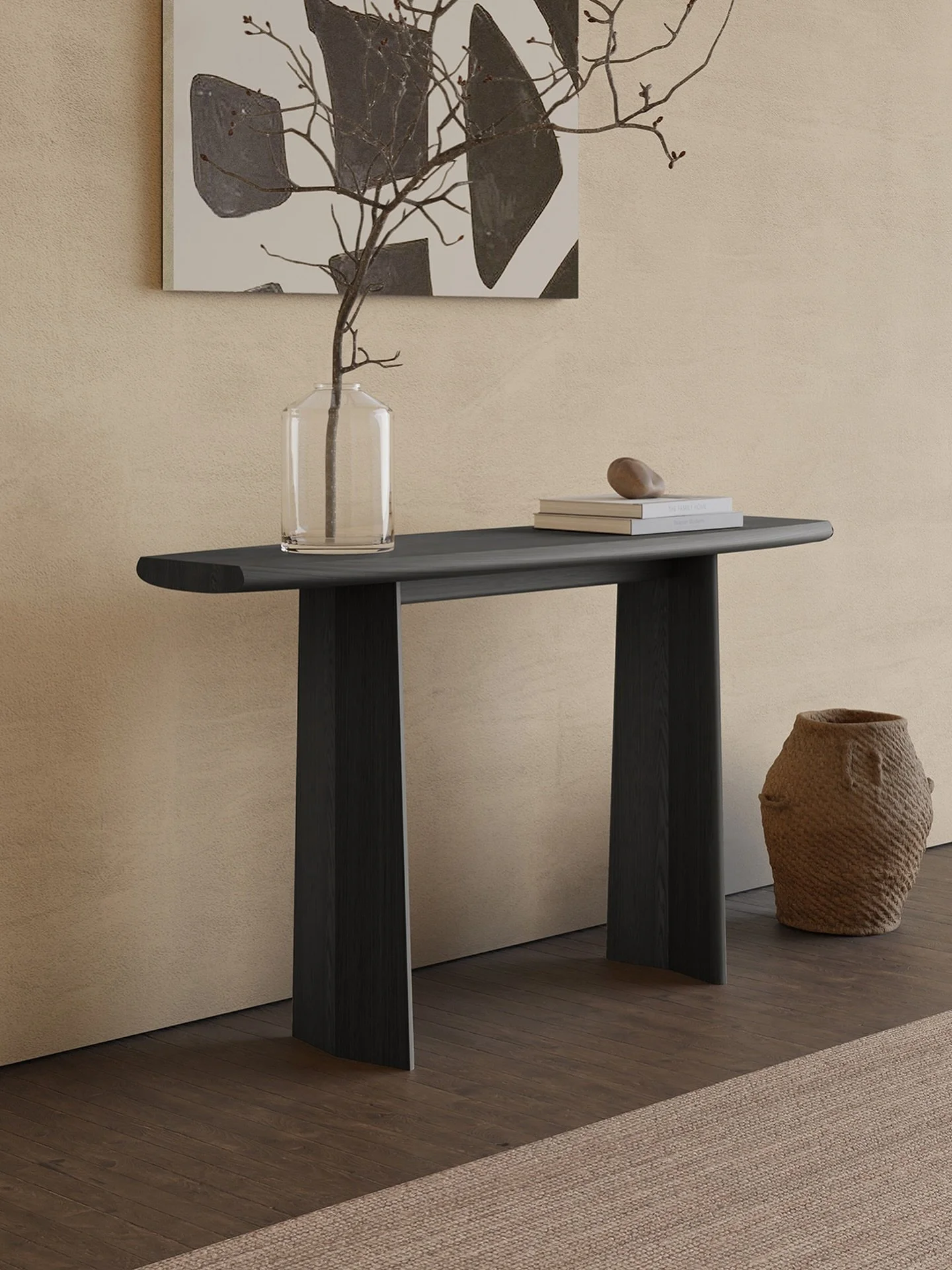 Inspired by the simplicity and strength of plinths, the Peana Console Table is designed to be both functional and beautiful. Its soft curves and clean lines make it a versatile piece that complements any interior while highlighting your favorite obje