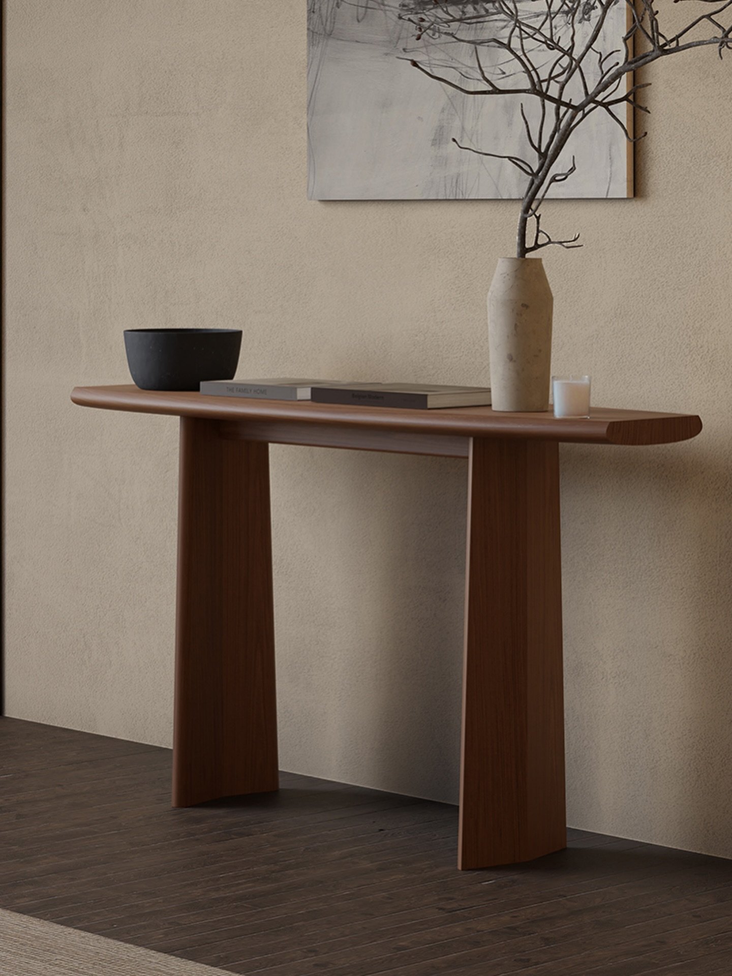 The Peana Console Table&rsquo;s design reflects a deep appreciation for craftsmanship. Made from solid white oak, it showcases the wood&rsquo;s natural beauty while providing a sturdy base for your most cherished items, making it a perfect addition t