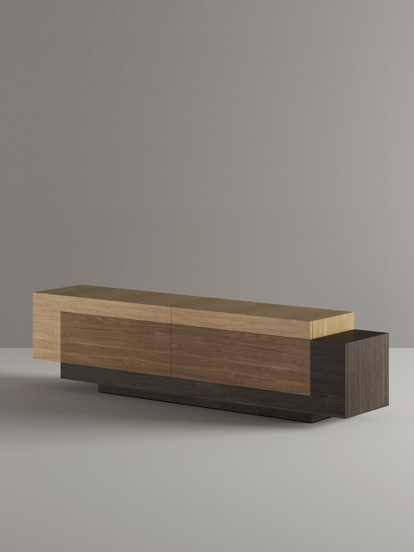 The Booleanos TV cabinet combines functionality with artistic flair. The interplay of light and dark wood tones creates a striking contrast that makes the cabinet a centerpiece in any room.
&mdash;
For inquiries, contact sales@nono.mx 
&mdash;
#NONOF