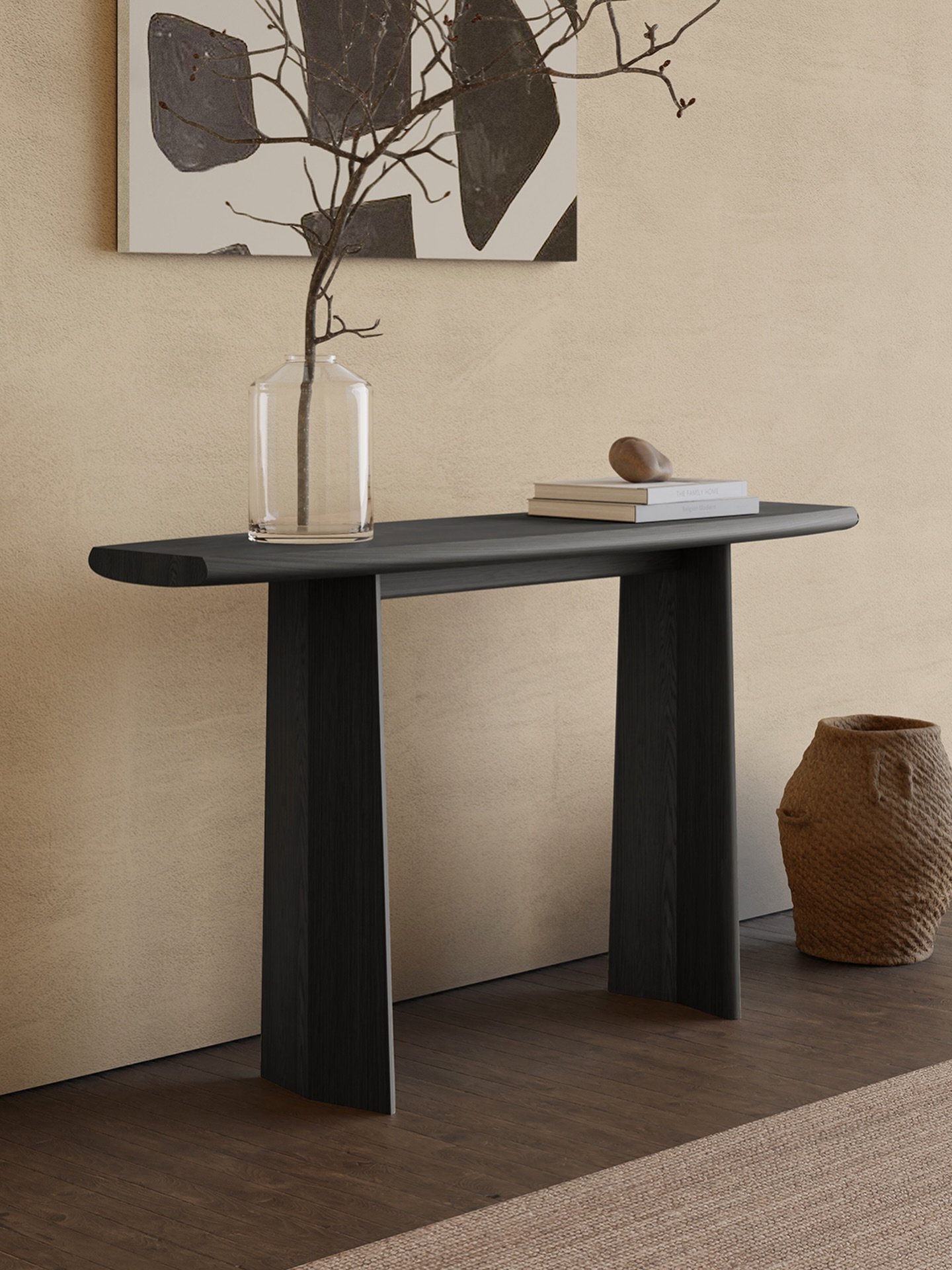 Designing the Peana Console Table, we wanted to capture the essence of natural beauty. Made from white oak solid wood, each piece highlights the unique grain patterns, making every table a unique work of art, just like nature intended.

&mdash;
For i