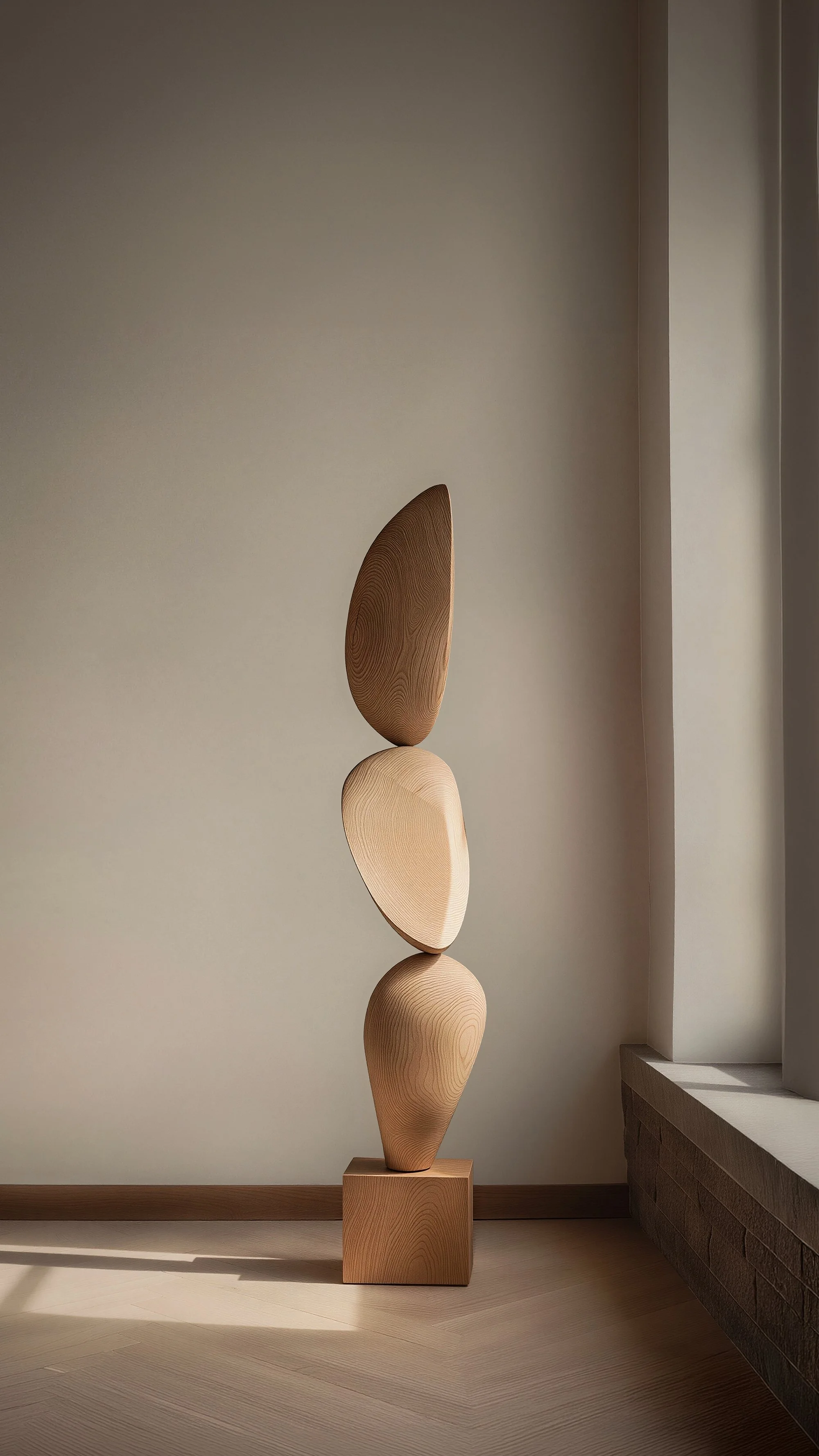 Still Stand No113 Elegant Abstract Sculpture in Light Oak Wood — 2.jpg