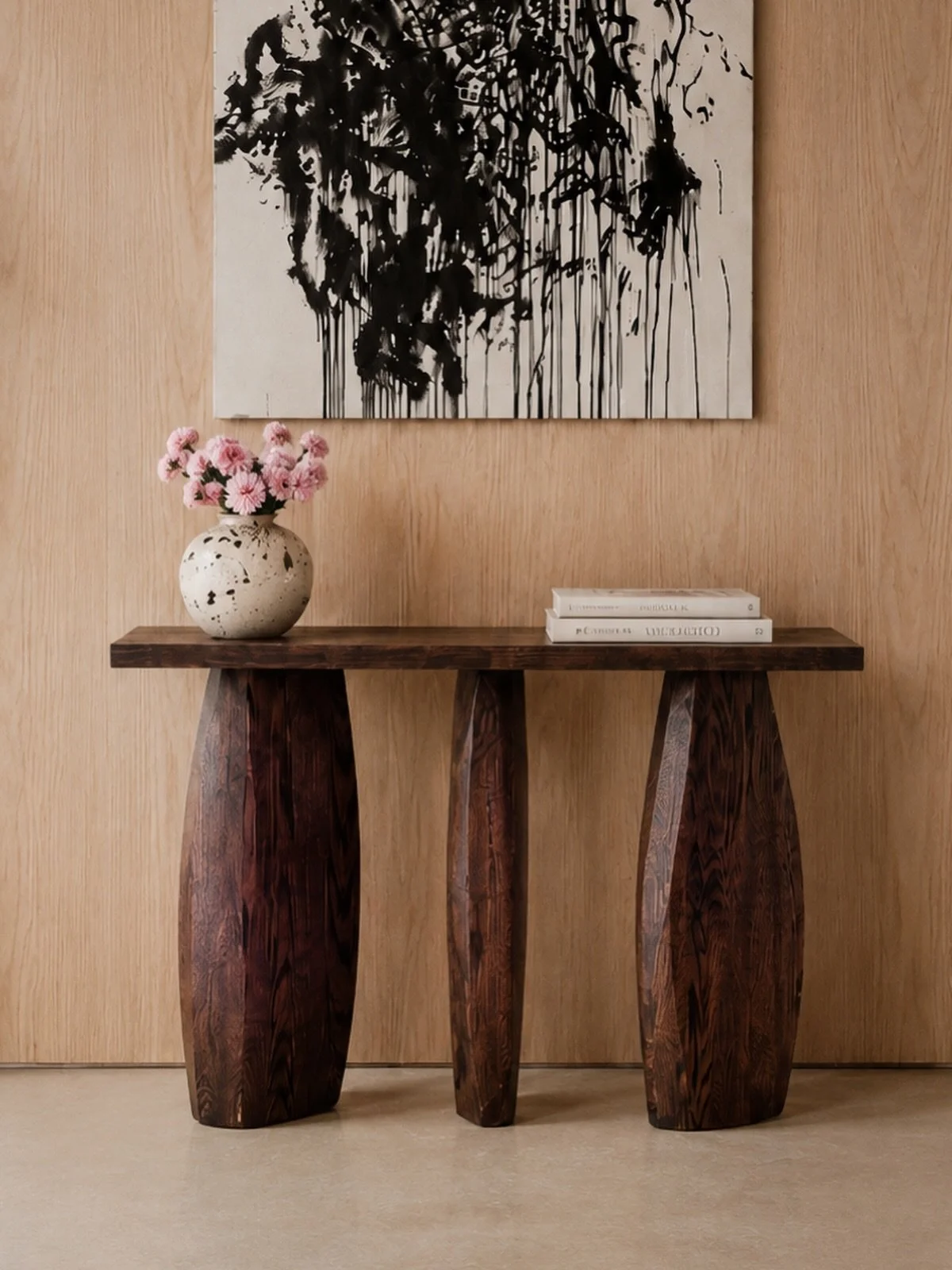 A minimal console leaves every proportion, surface, and transition exposed.

 #console #woodworking #designstudio