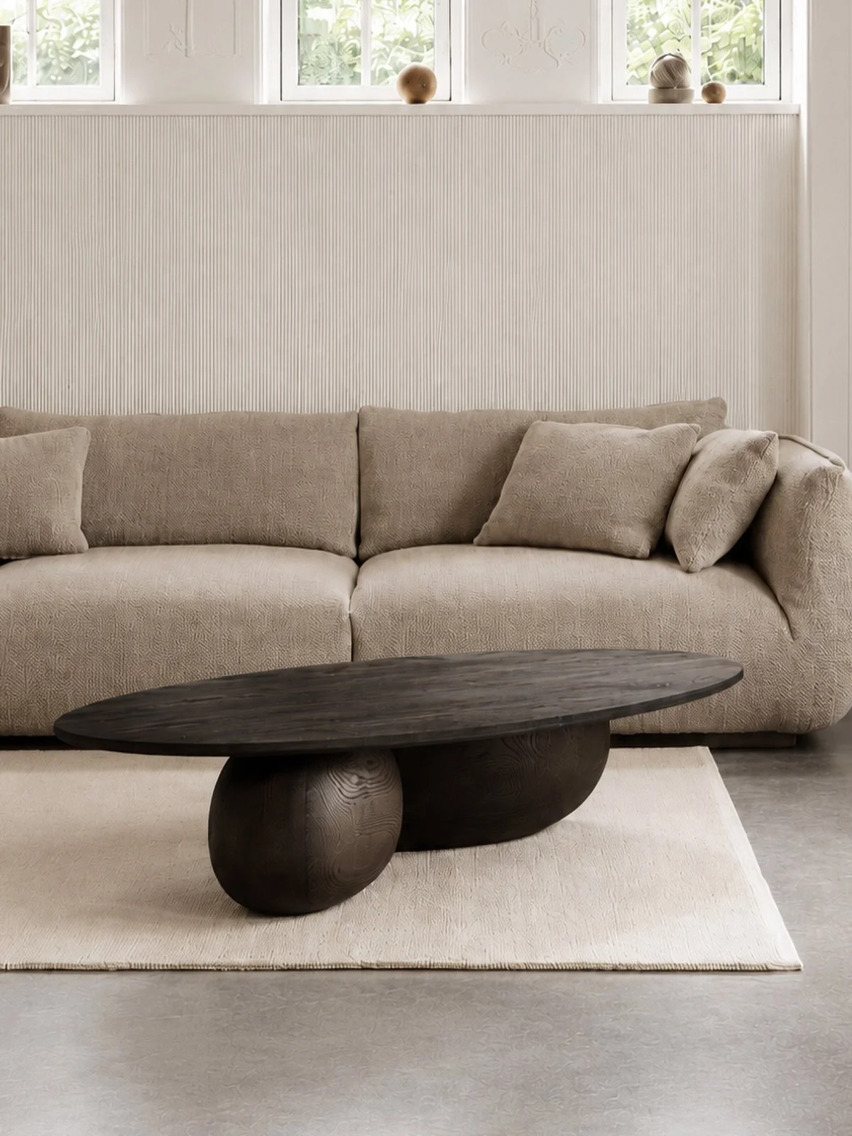The Fishes Coffee Table balances a broad top with pebble-shaped legs, creating the impression that a substantial volume is quietly floating.

#coffeetable #furnituredesign #interiordesign