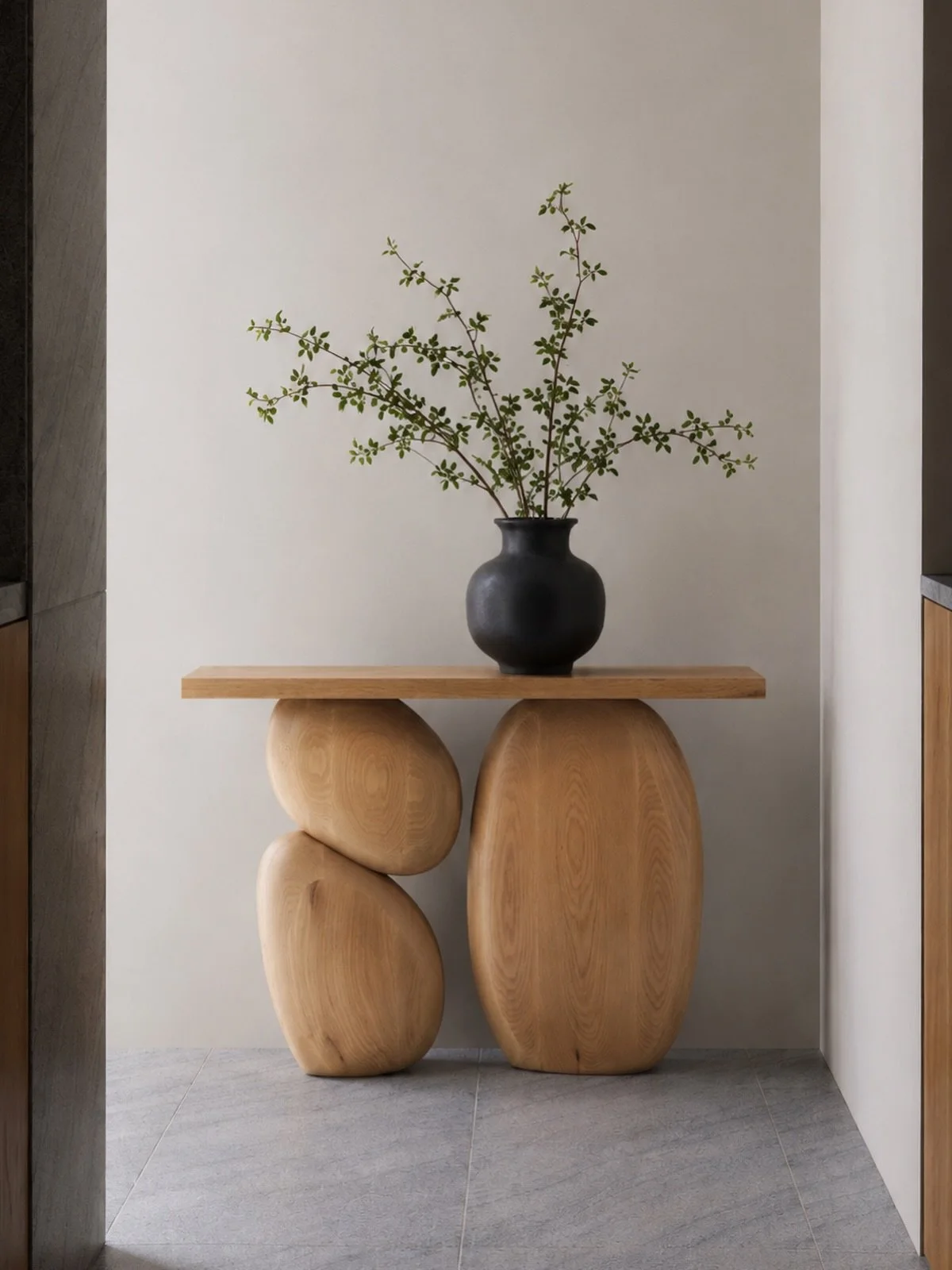This Elefante Console in white oak depends on clean alignment and consistent surfaces, especially because the lighter material makes every edge and transition more visible.
 #console #solidwood #designstudio
