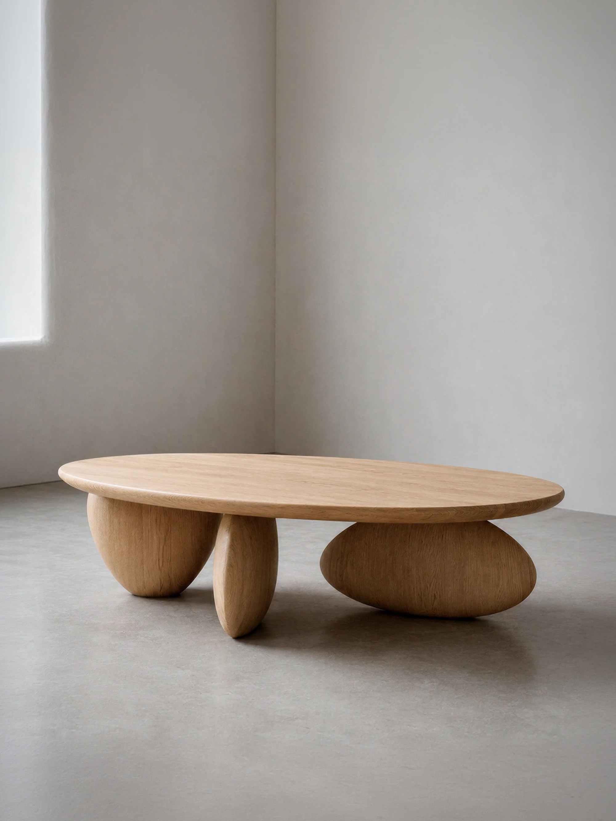 The fluid silhouette of Fishes already suggests stillness, and red oak makes that quality even clearer by giving the piece a warmer and more settled presence.

#coffeetable #solidwood #designstudio