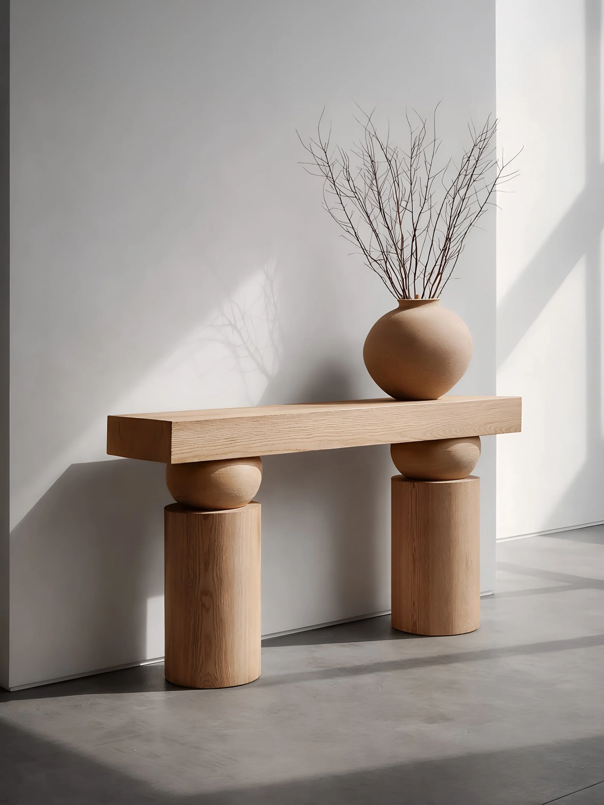 The Socle Console Series reinterprets the architectural plinth through substantial wooden volumes, rounded supports, and restrained horizontal surfaces.

#console #furnituredesign #interiordesign
