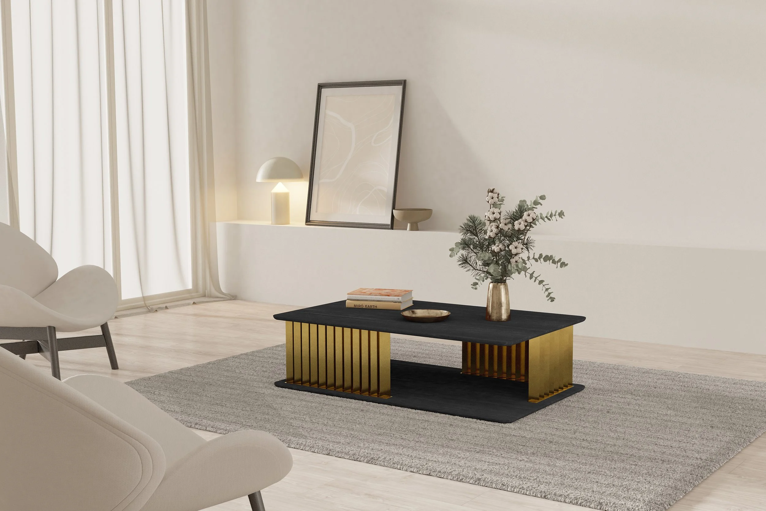 Plateau Rectangular Coffee Table in Burnt Oak