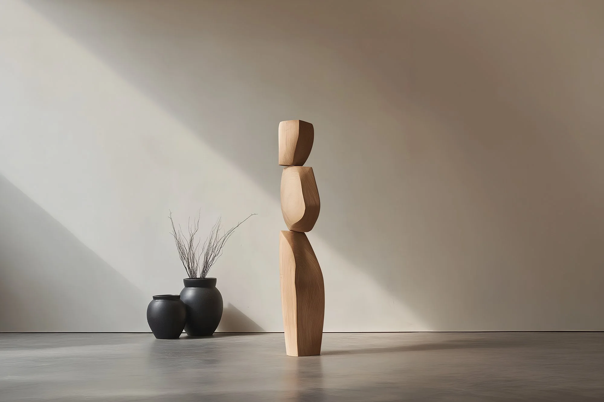 Abstract Modern Totem by NONO in Carved Light Wood Still Stand No110 — 3.jpg