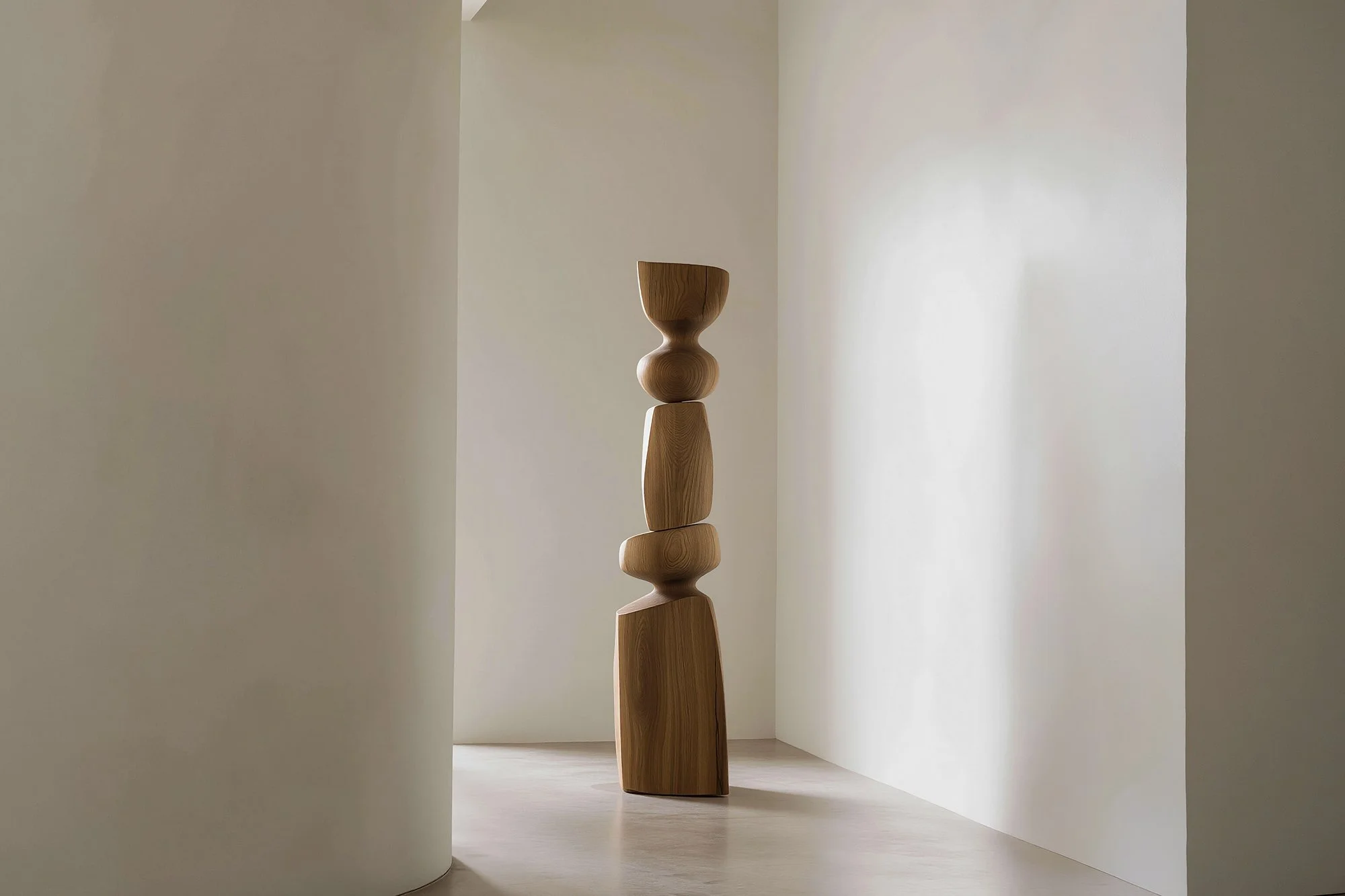 Modern Standing Totem in Light Oak Wood Still Stand No124 by NONO — 3.jpg