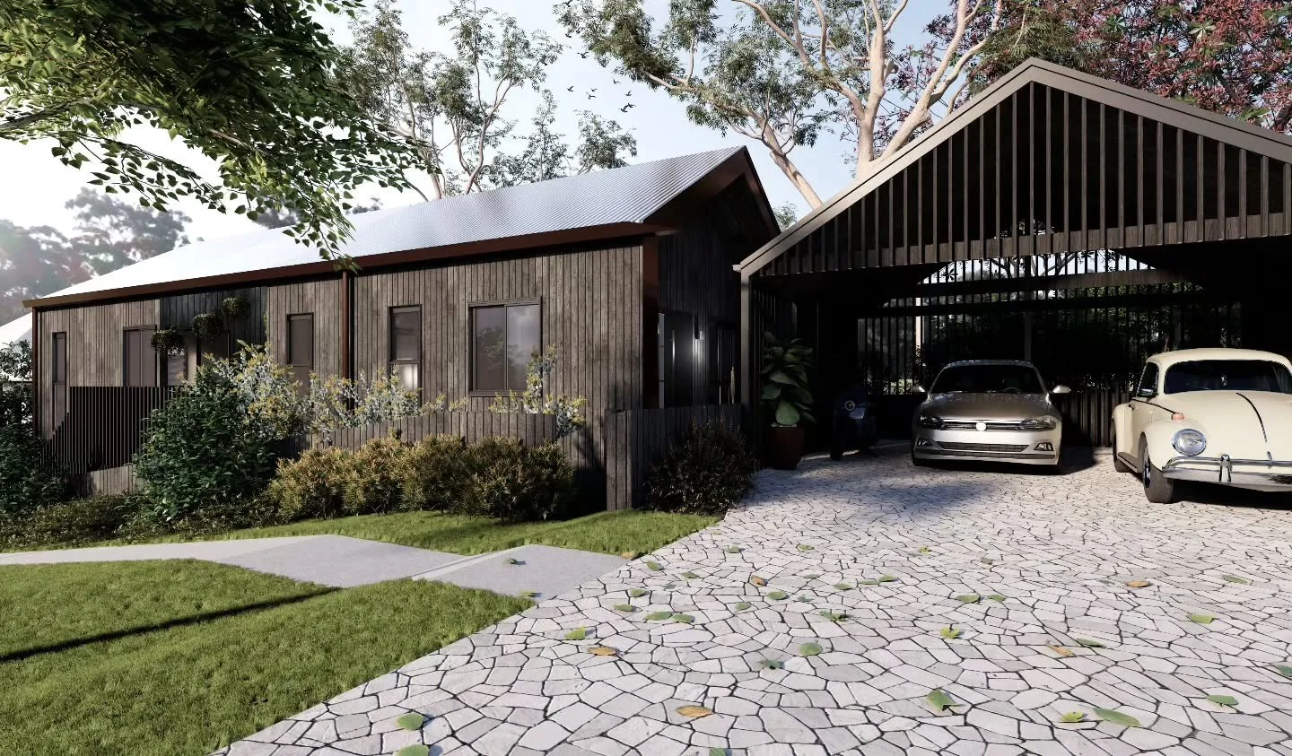 BALUCHI - Small Family House or Granny Flat

2 BED/77SQM + DECK

A two-bedroom family house or second dwelling. The Baluchi was designed for clients requesting a second dwelling to tie in with their pre-war existing house on the property. A modern ba