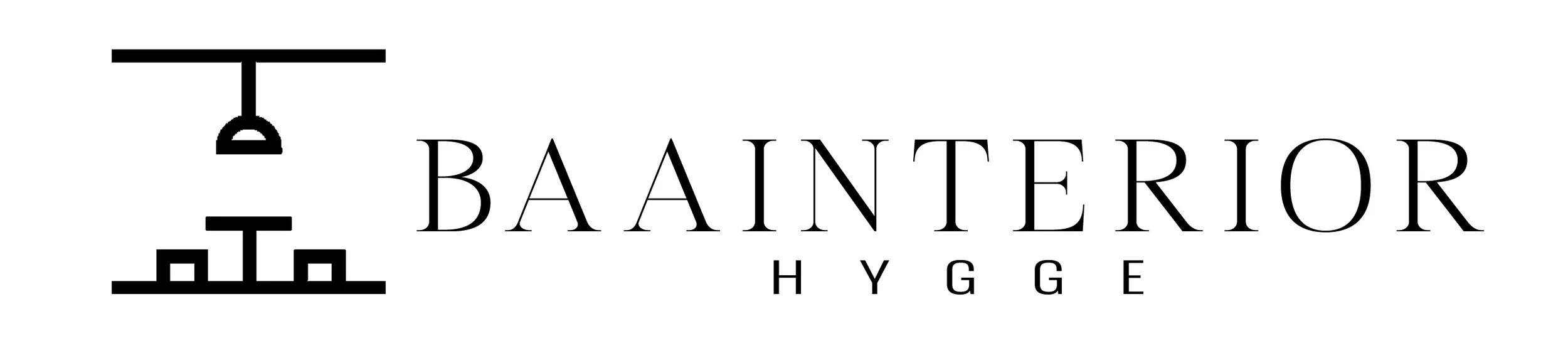 Logo for Bainterior Hygge with a geometric black and white design.