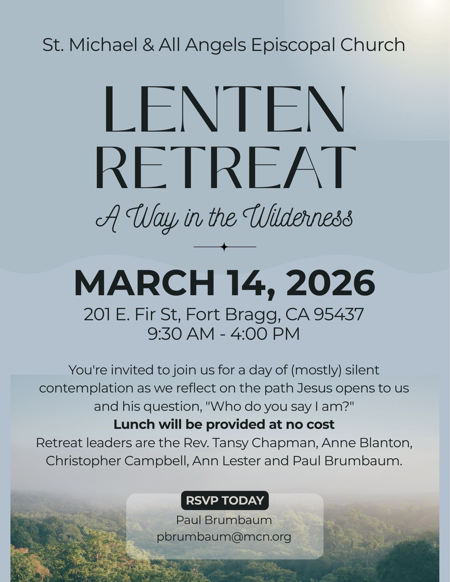 Lenten Retreat on March 14; 9:30 am - 4 pm