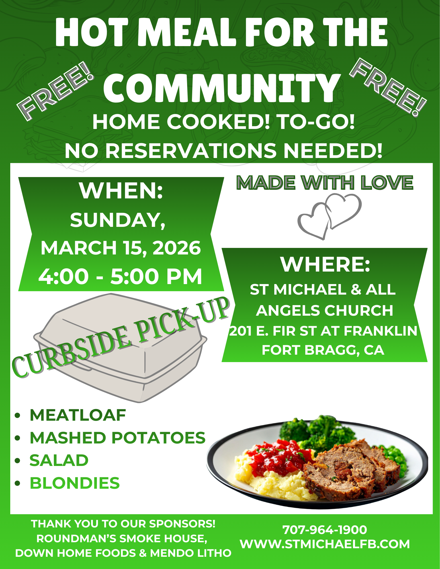 Monthly Community Meal - March 15, 4-5 pm