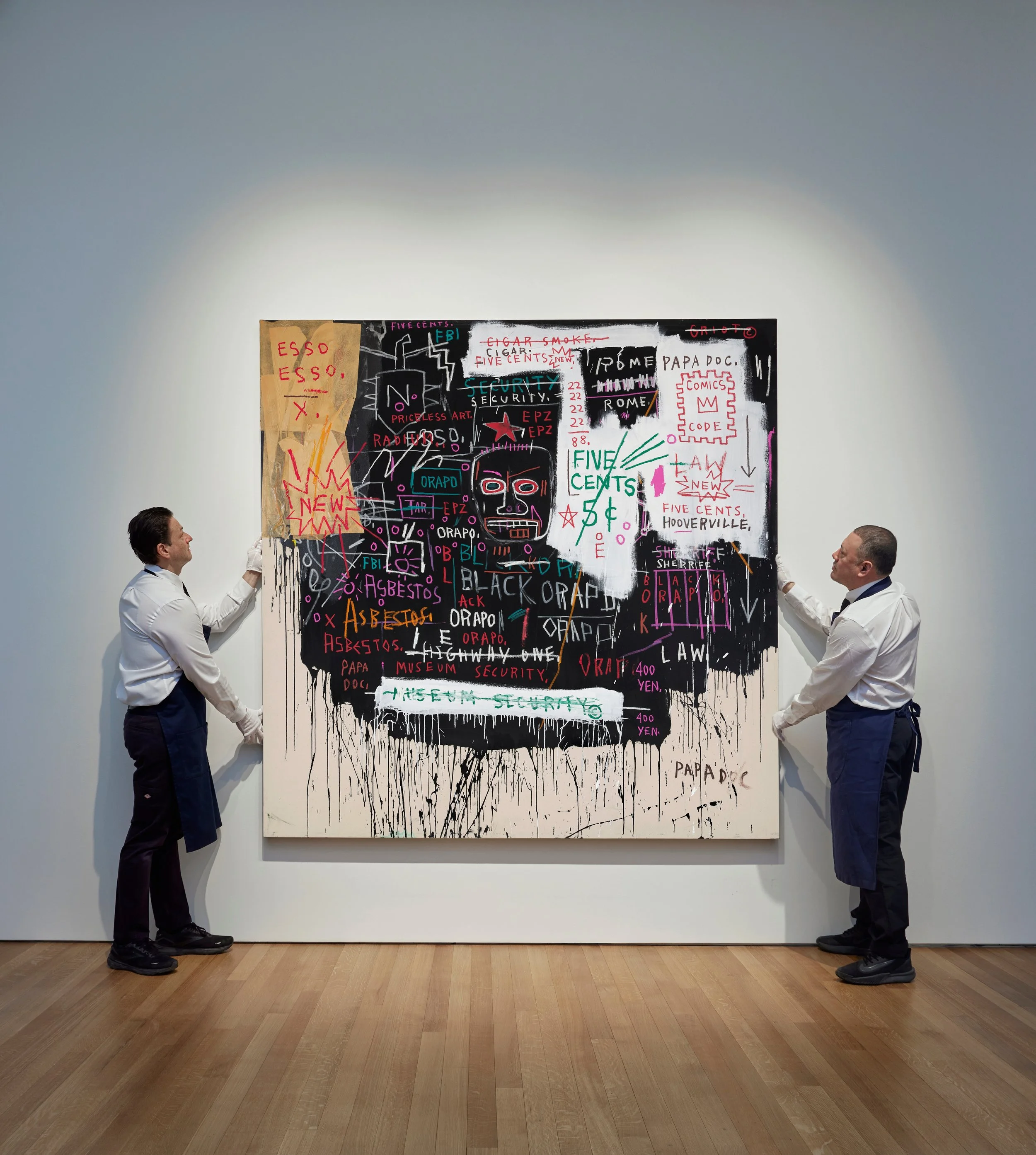 Jean-Michel Basquiat’s 1983 Museum Security (Broadway Meltdown) at Sotheby's. Photo courtesy Sotheby’s