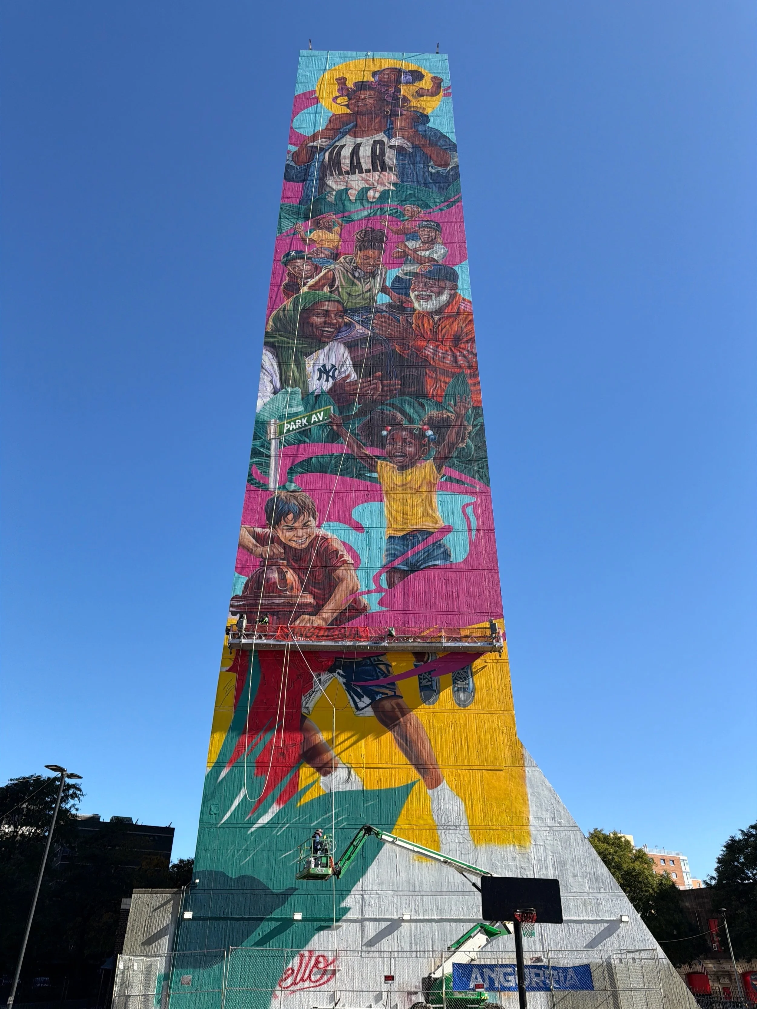“Un MAR de Gente / From Every Shore,” the largest mural in the U.S., is about to be officially unveiled at a ceremony at Morrisania Air Rights in the Bronx. Photo courtesy ArtBridge
